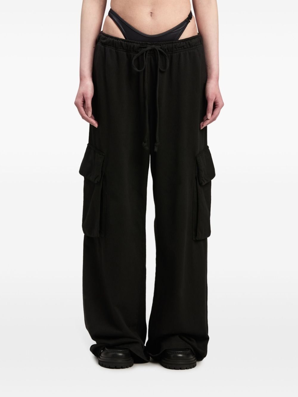 wide-leg cotton cargo trousers - 3