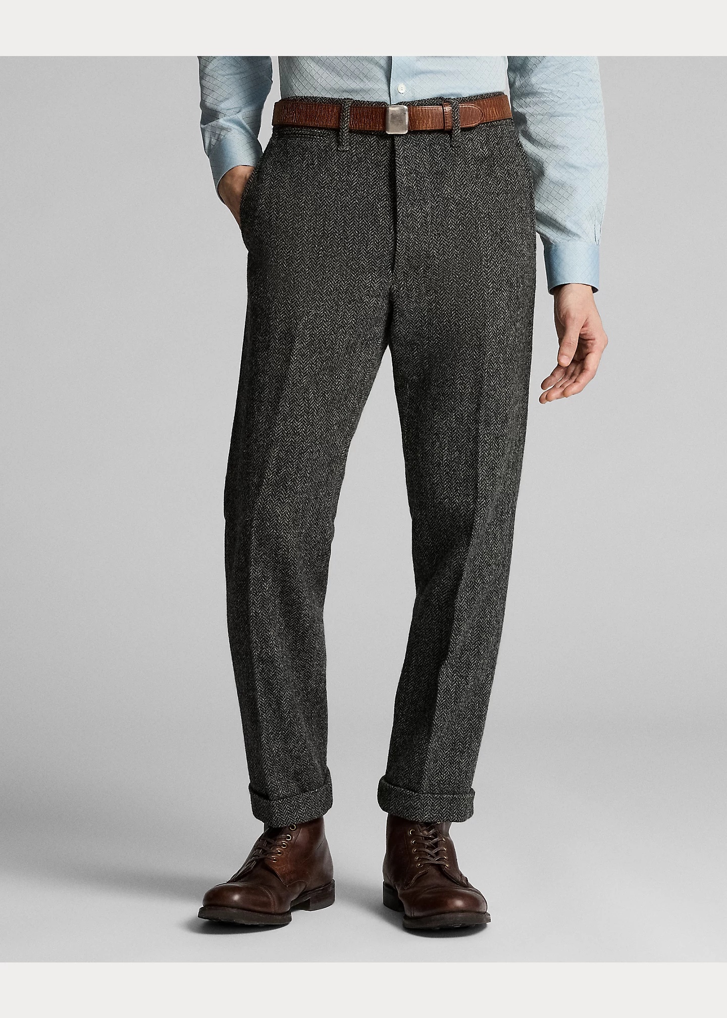 Slim Fit Wool Herringbone Suit Trouser - 3