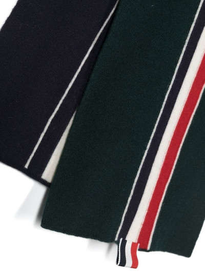 Thom Browne tricolour detail knitted scarf outlook