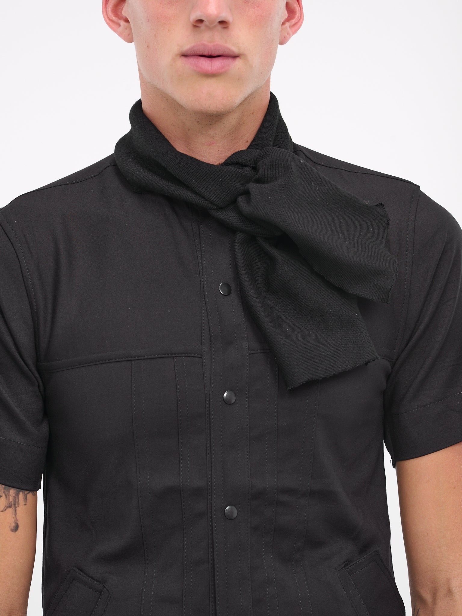 Scarf Collar Shirt - 5