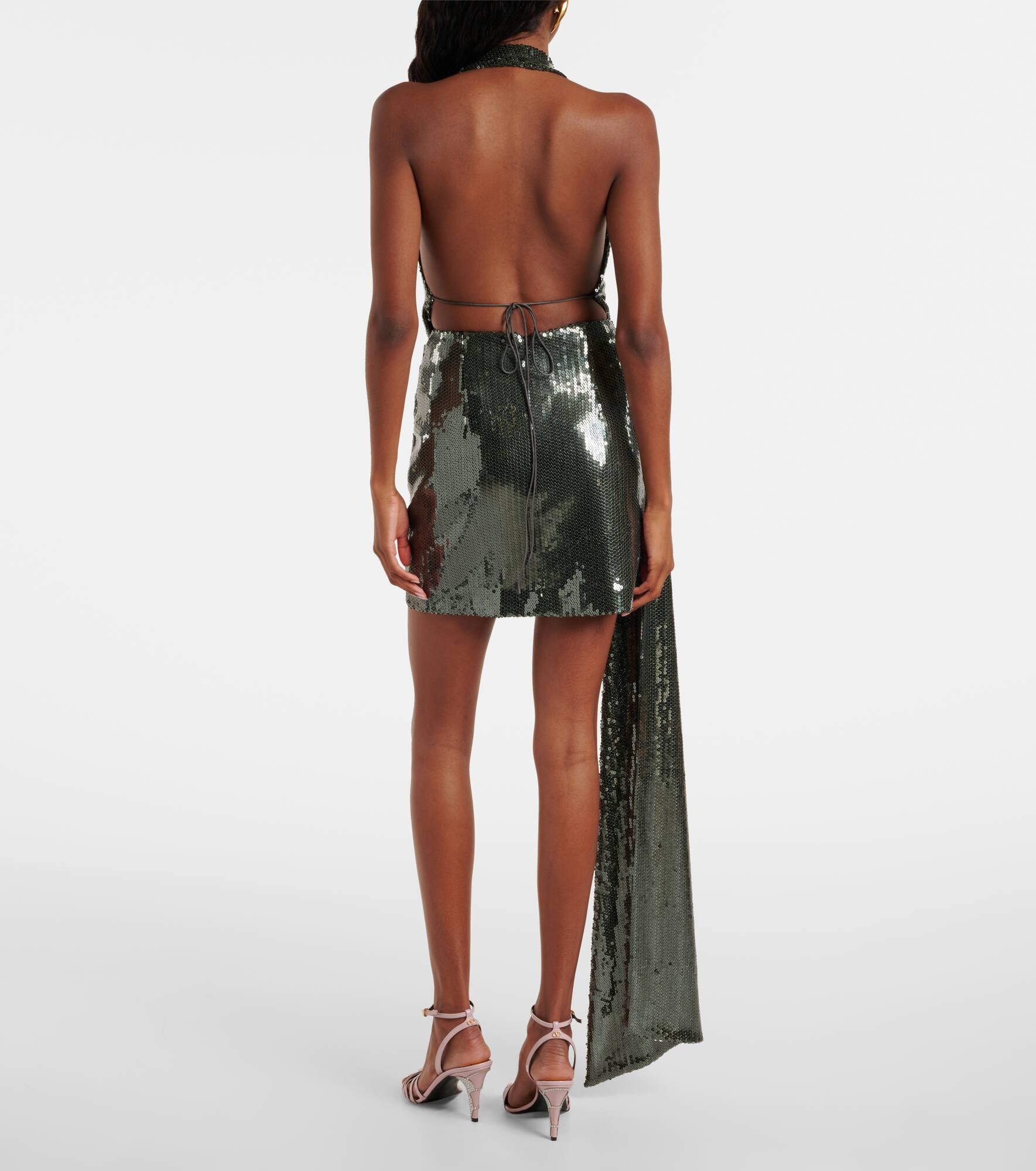 Draped halterneck sequined minidress - 3
