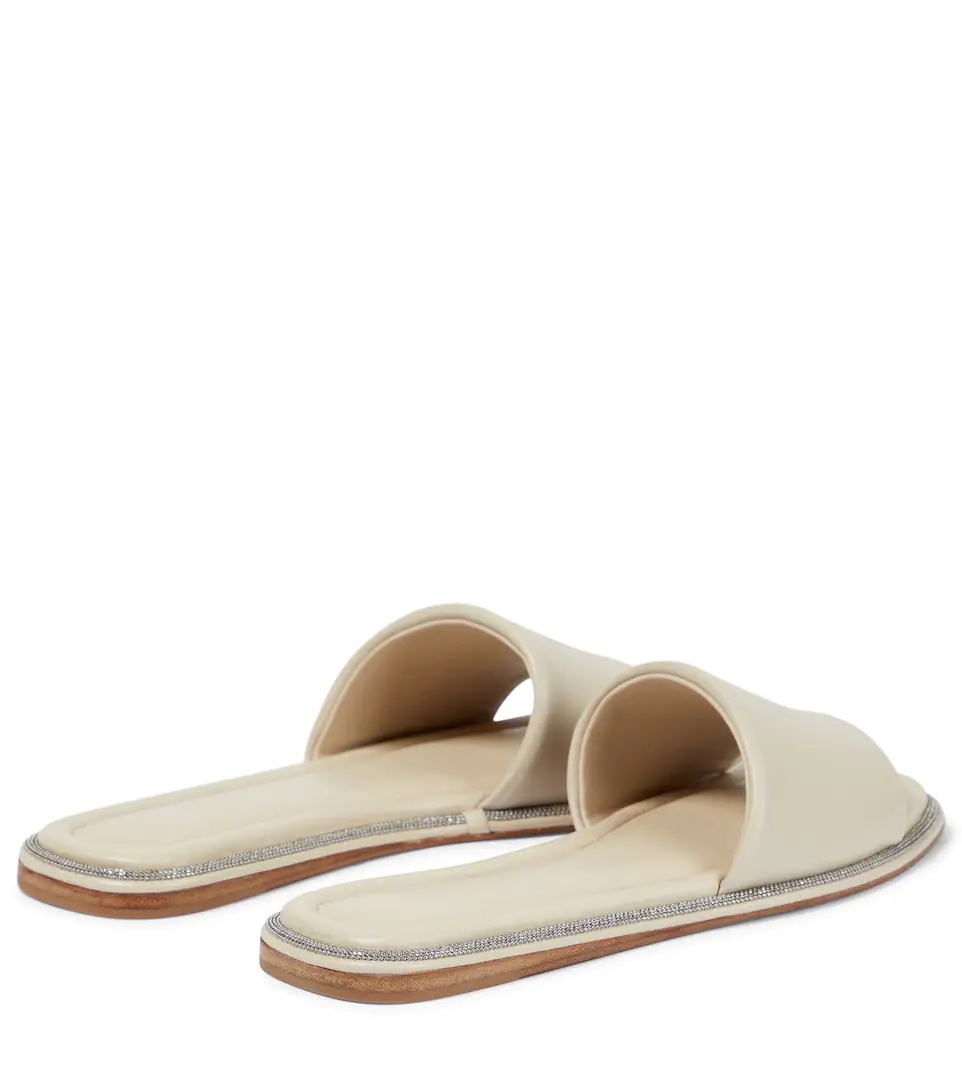 Embellished leather slides - 3