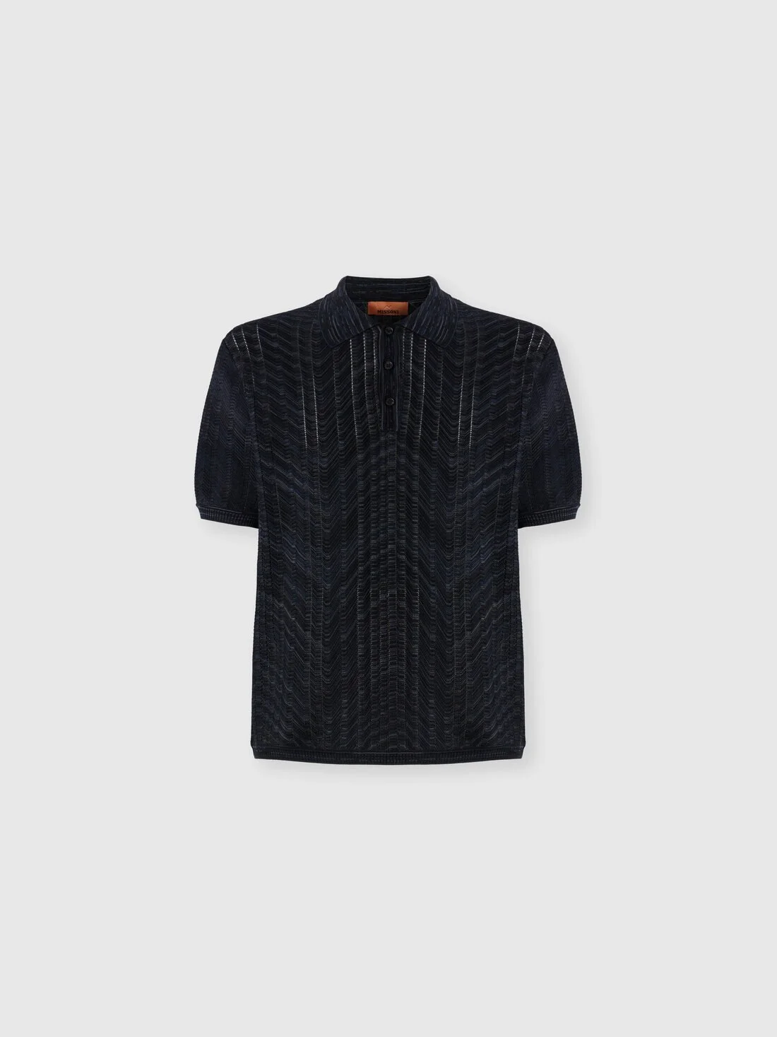Openwork knit cotton and viscose polo shirt - 1