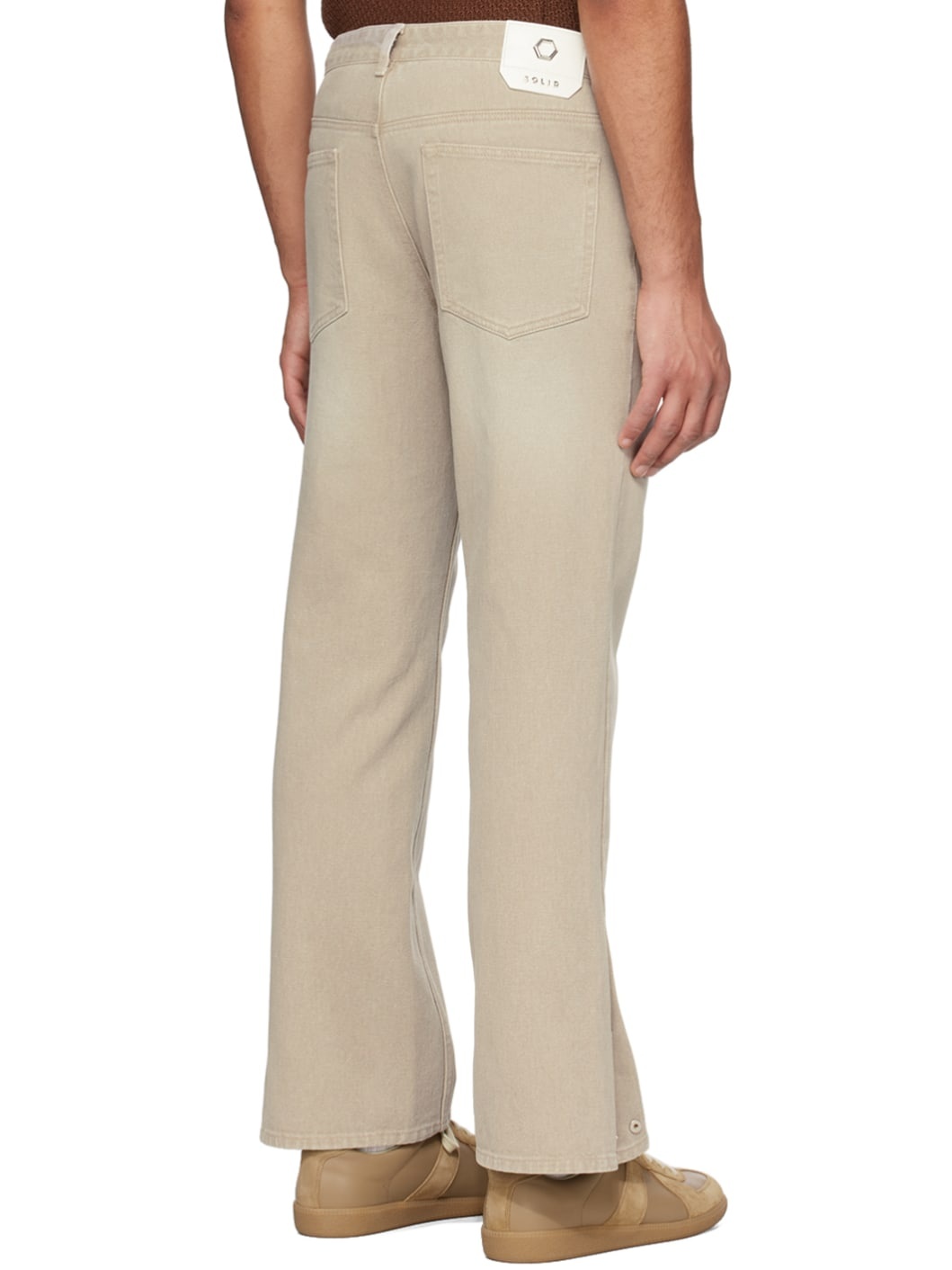 Beige Button Jeans - 3