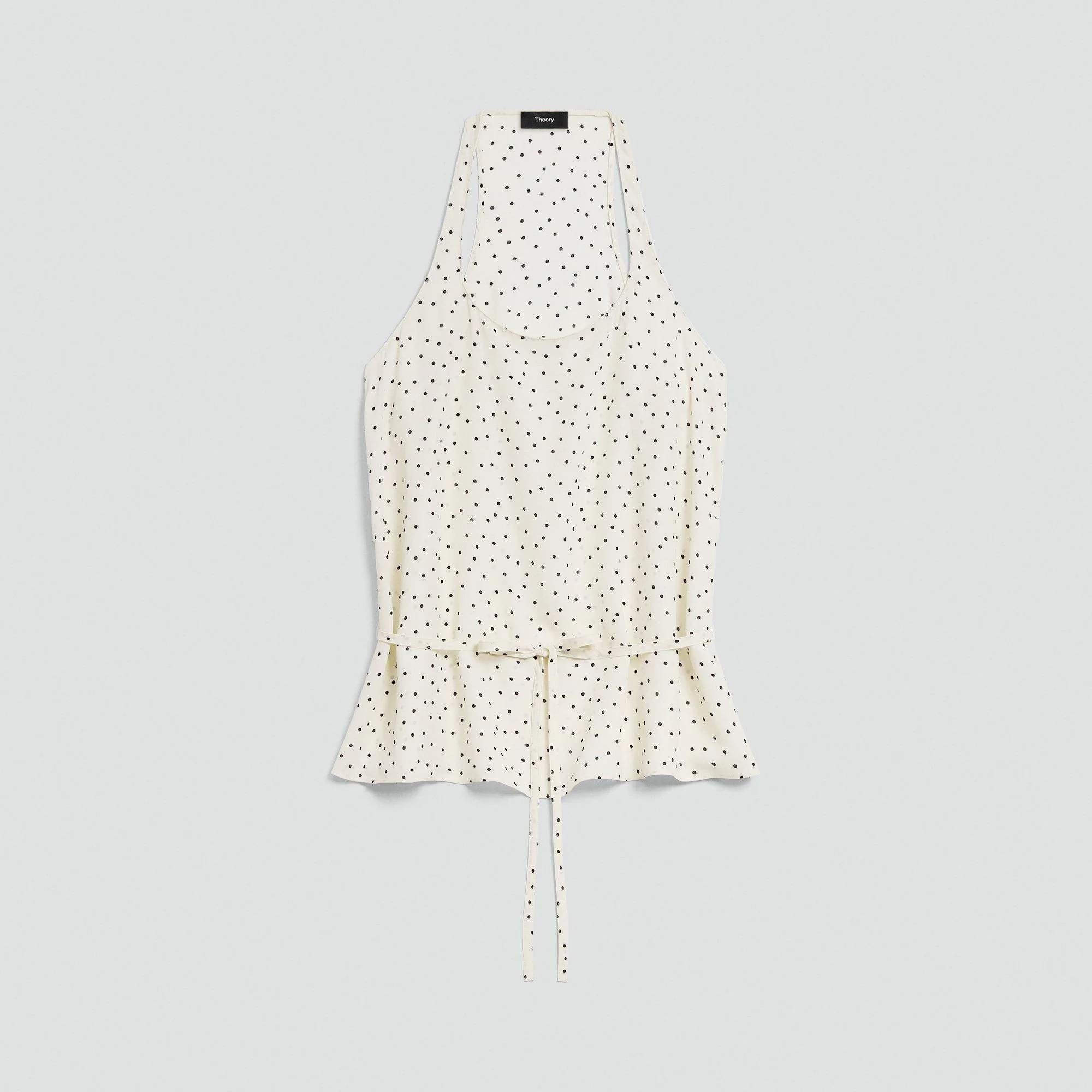 Belted Halter Top in Polka Dot Georgette - 1