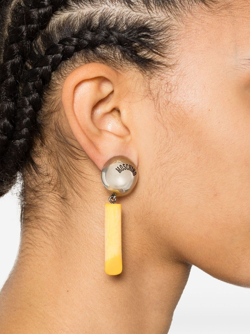 Moschino logo-engraved clip-on earrings outlook