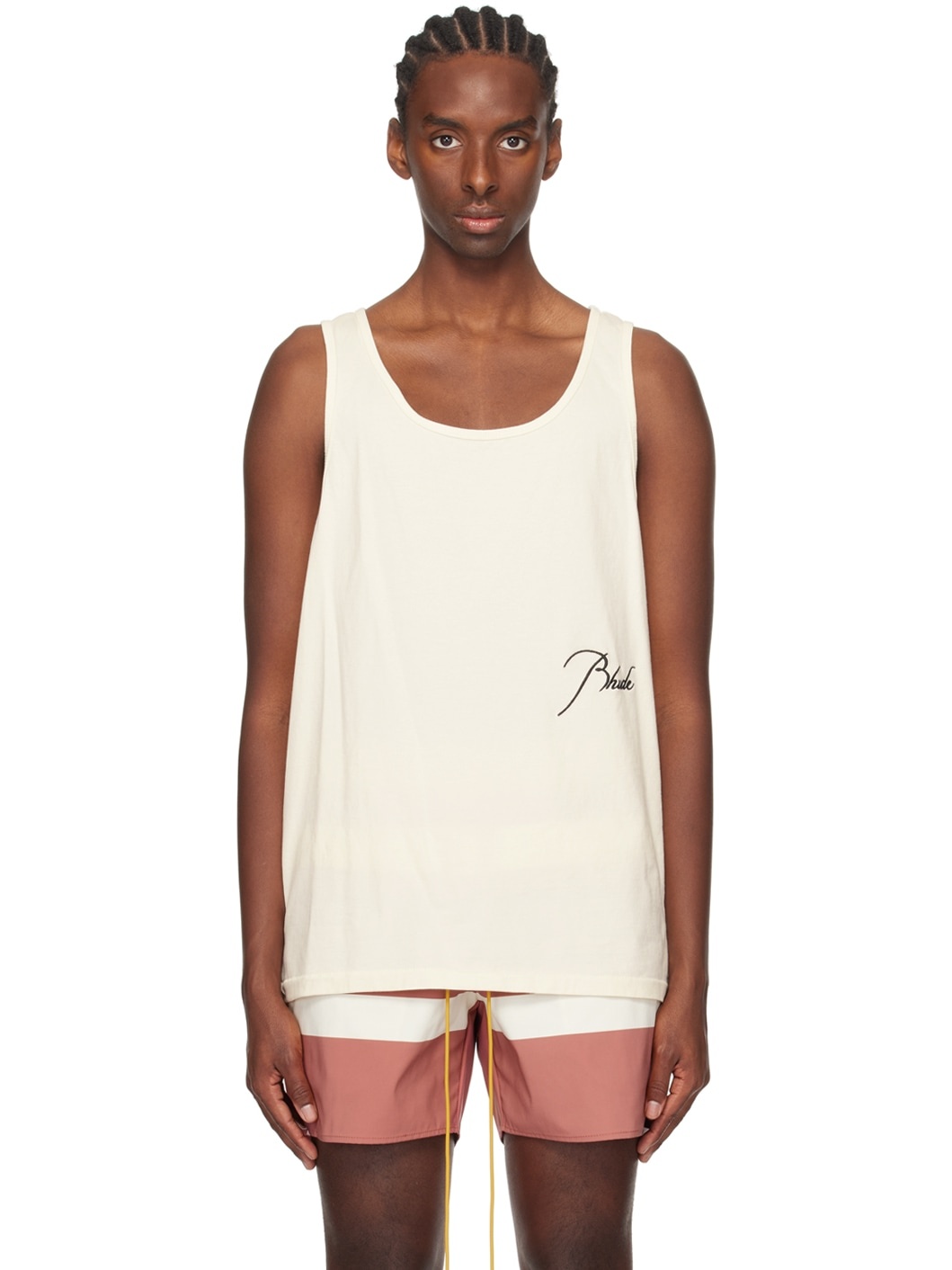 Off-White Embroidered Tank Top - 1