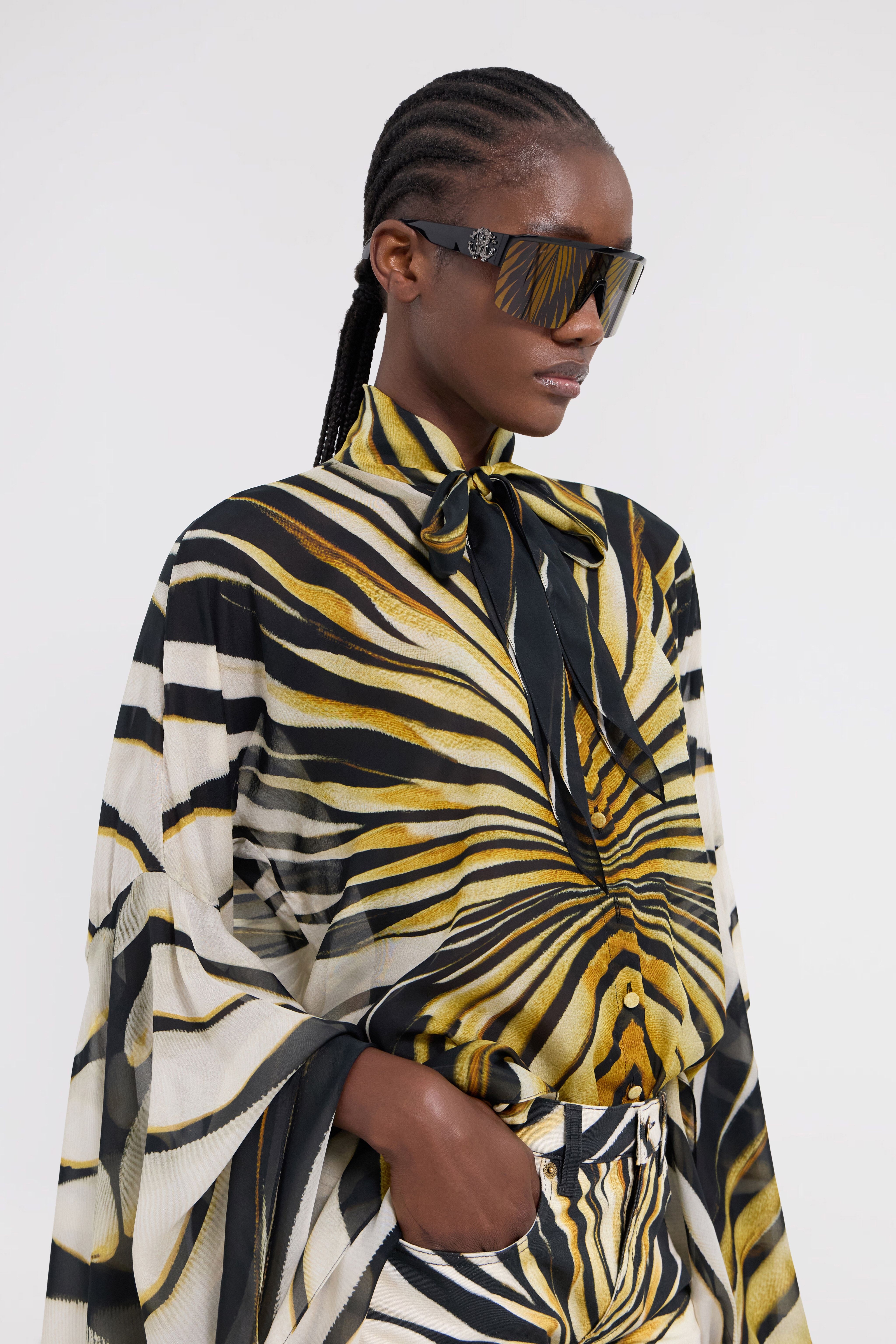 Ray of Gold Print Silk Shirt - 5