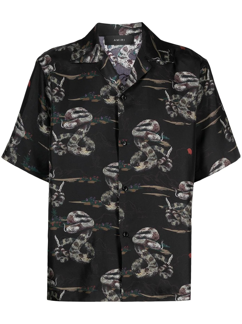 rattlesnake short-sleeve silk shirt - 1