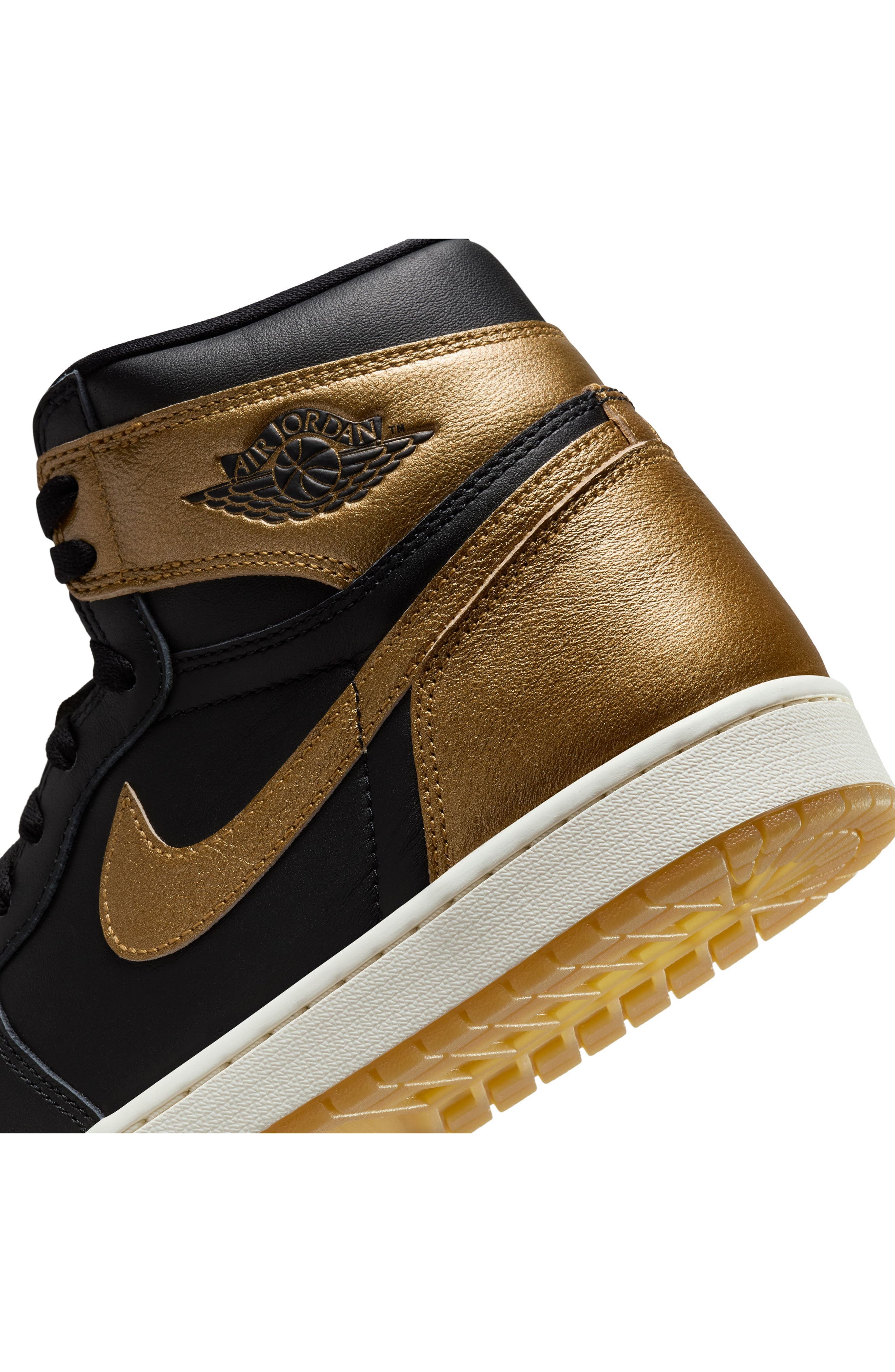 Air Jordan 1 Retro High Top Basketball Sneaker in Black/Metallic Gold/Sail at Nordstrom - 8