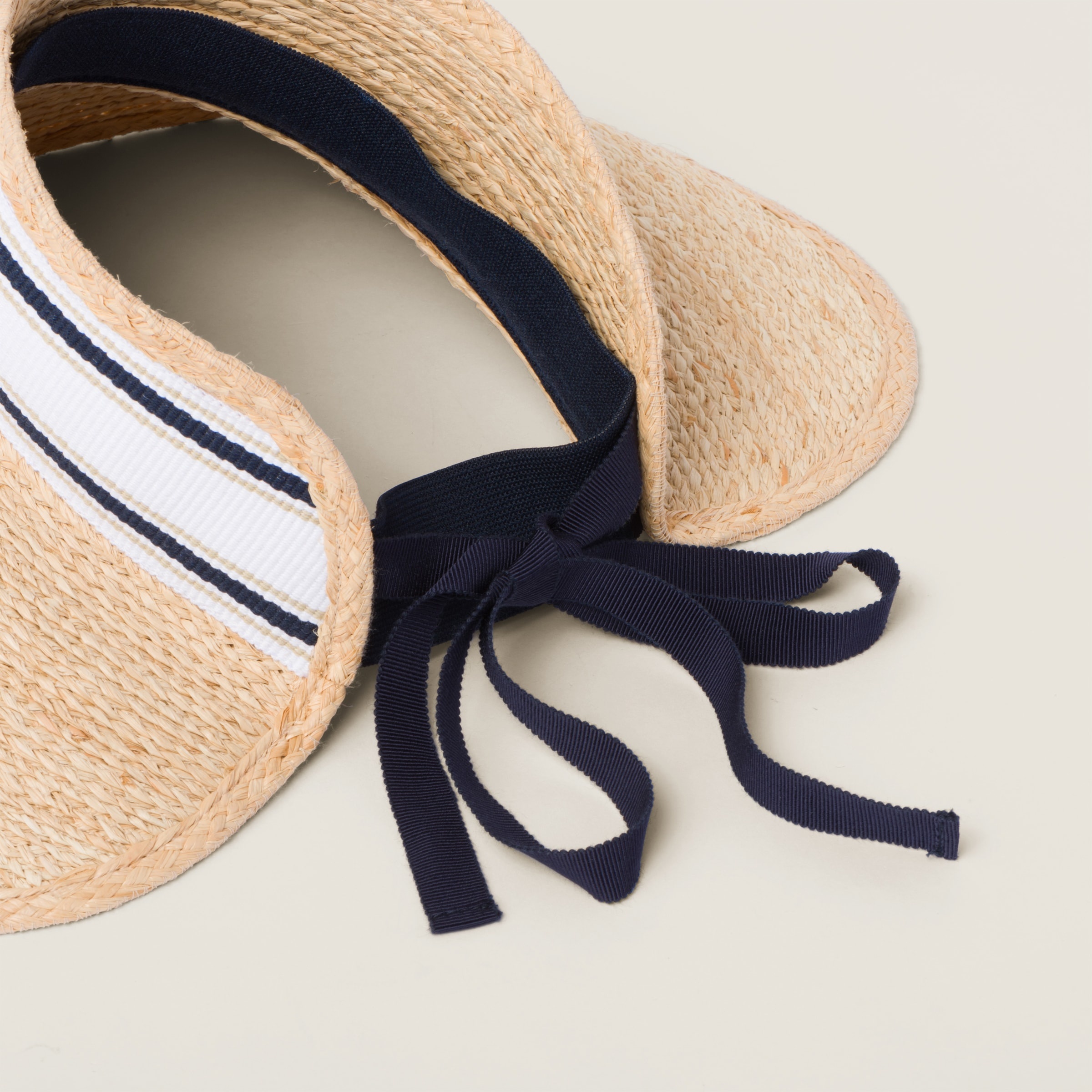 【MIU MIU】RAFFIA-EFFECT FABRIC VISOR Miu Miu Raffia-effect fabric visor | REVERSIBLE