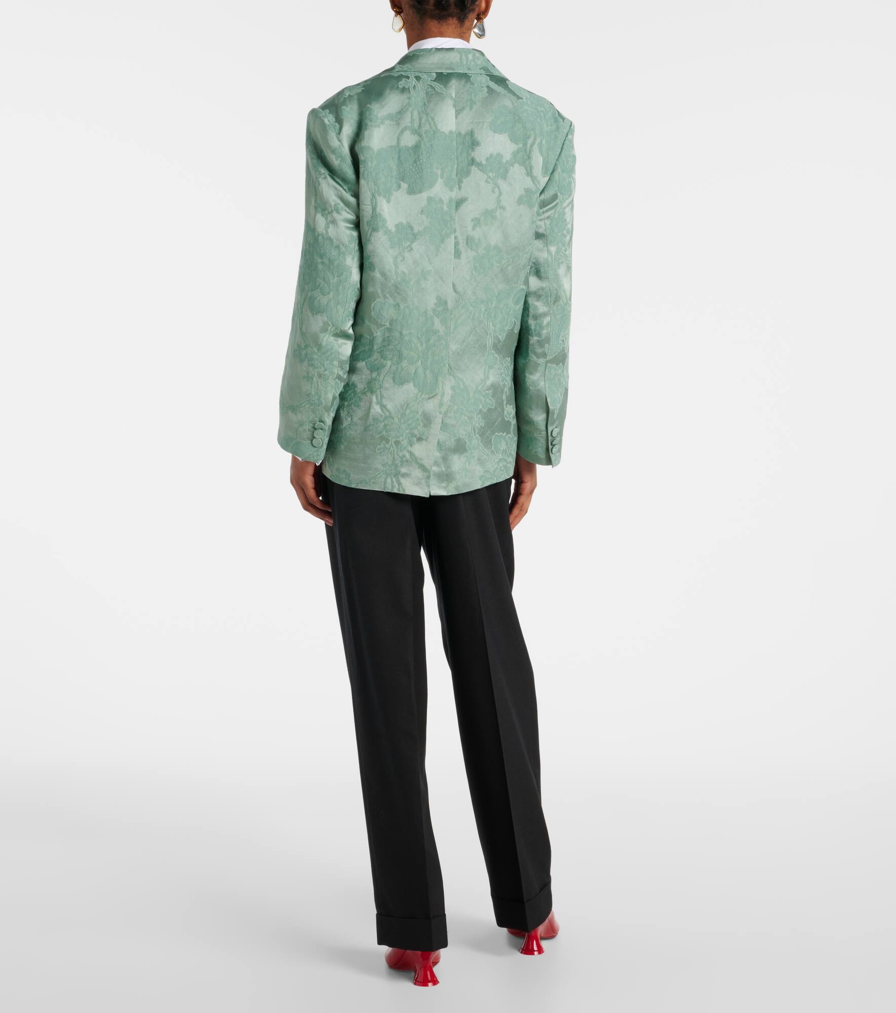 Linen-blend jacquard blazer - 3
