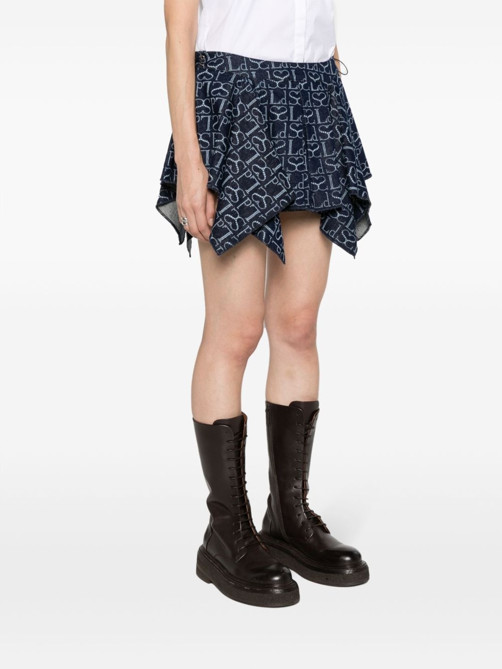 monogram-pattern asymmetric miniskirt - 3