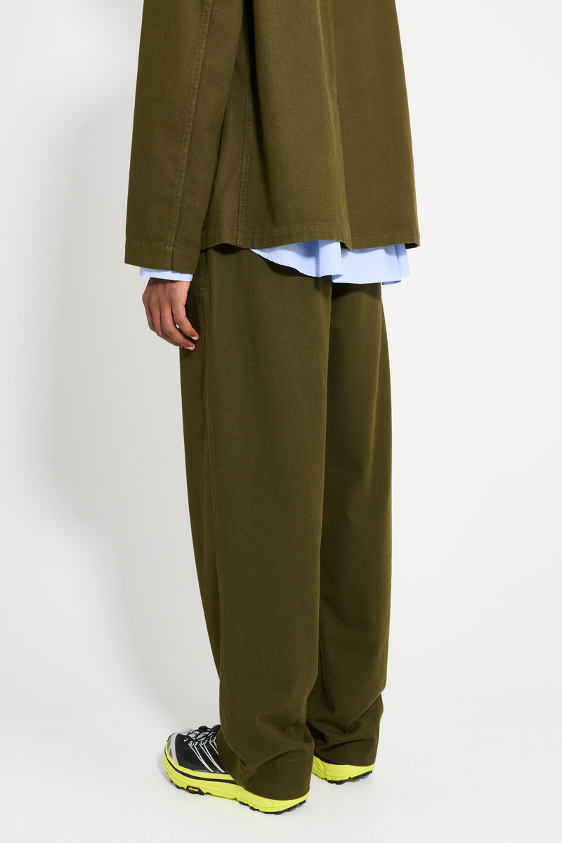 MARGARET HOWELL MHL SLIDE ADJUSTOR TROUSER COTTON WOOL DRILL MOSS 2