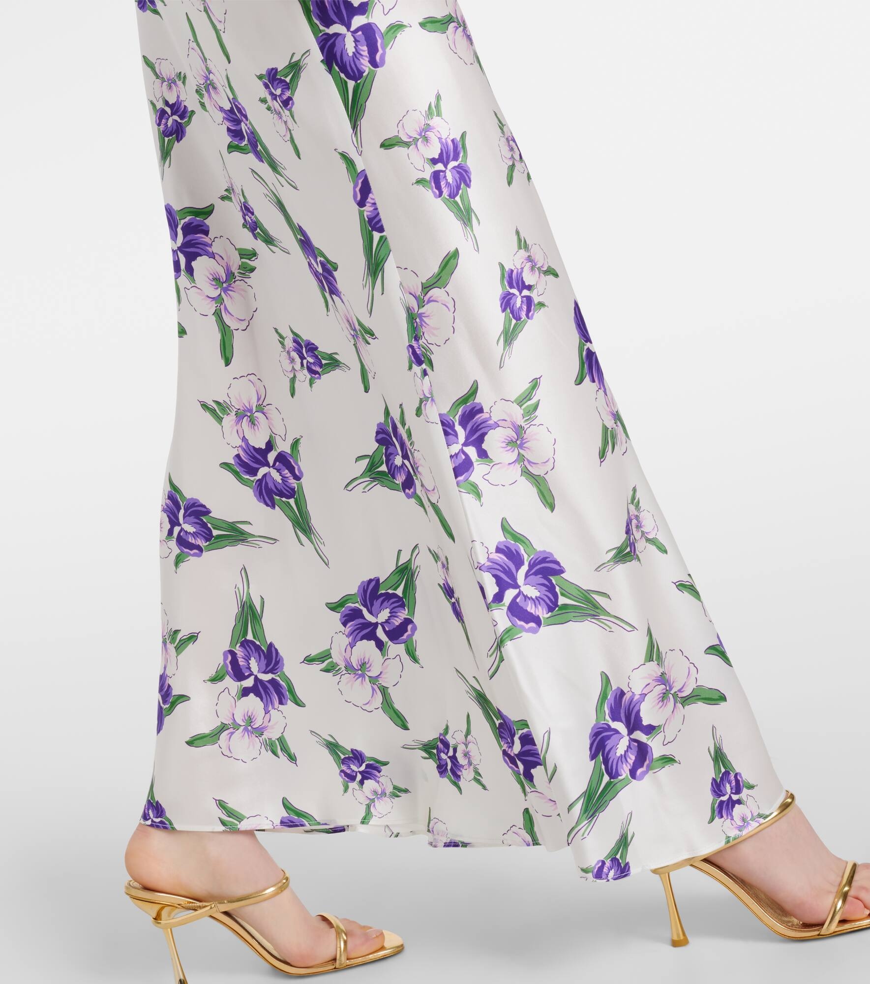 Floral-appliqué silk gown - 5