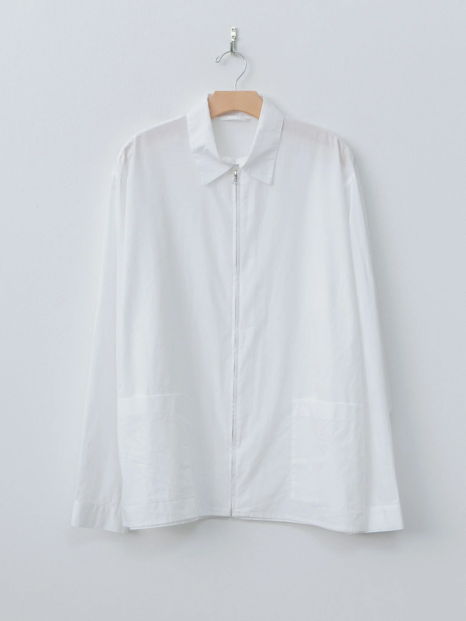 Chambray Zip Shirt - White - 1