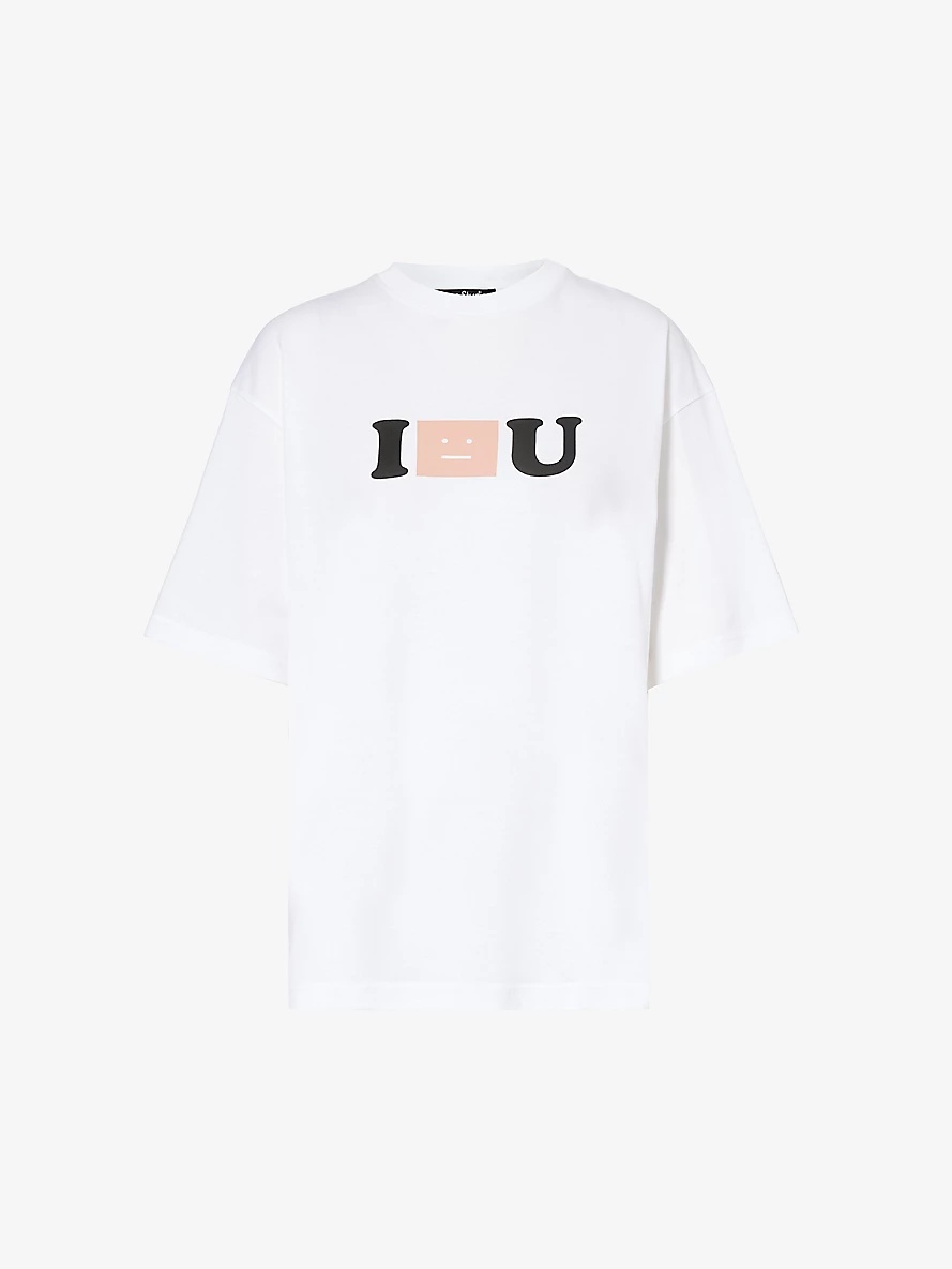 I Face U logo-print cotton-jersey T-shirt - 1