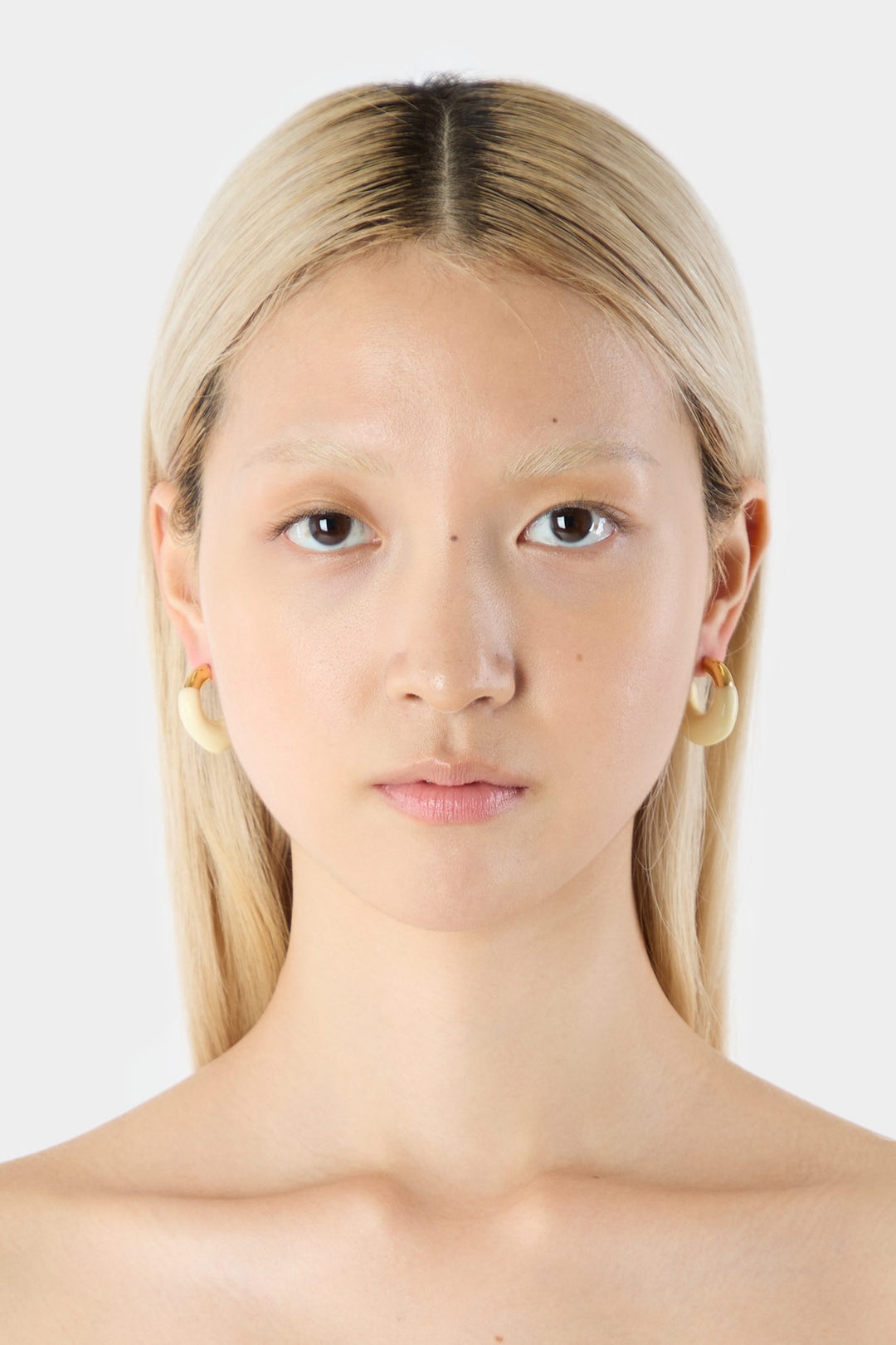 MINI RUBBERIZED EARRINGS GOLD / cream - 2