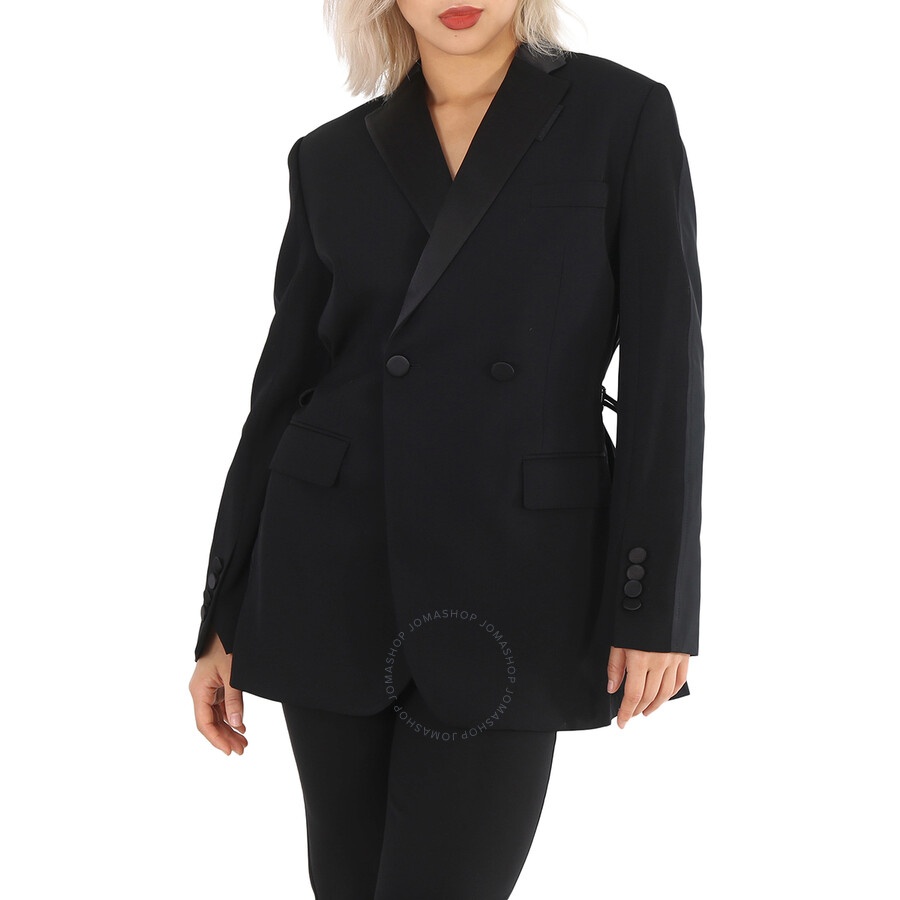 Burberry Black Wool And Taffeta Cut-out Back Tuxedo Jacket - 3