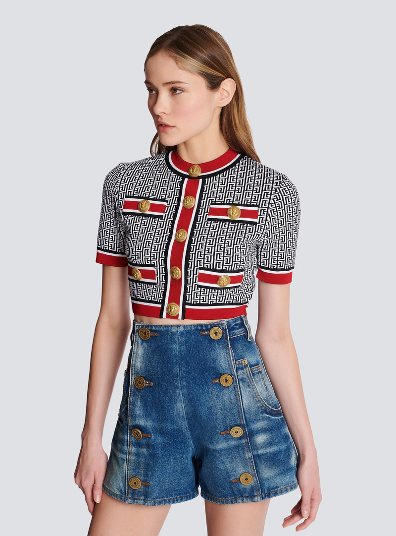 Jacquard monogrammed crop top 6