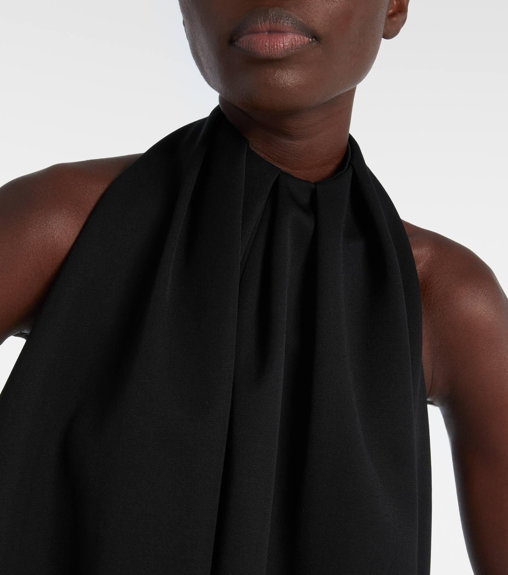 Asymmetric draped wool cocktail dress - 5