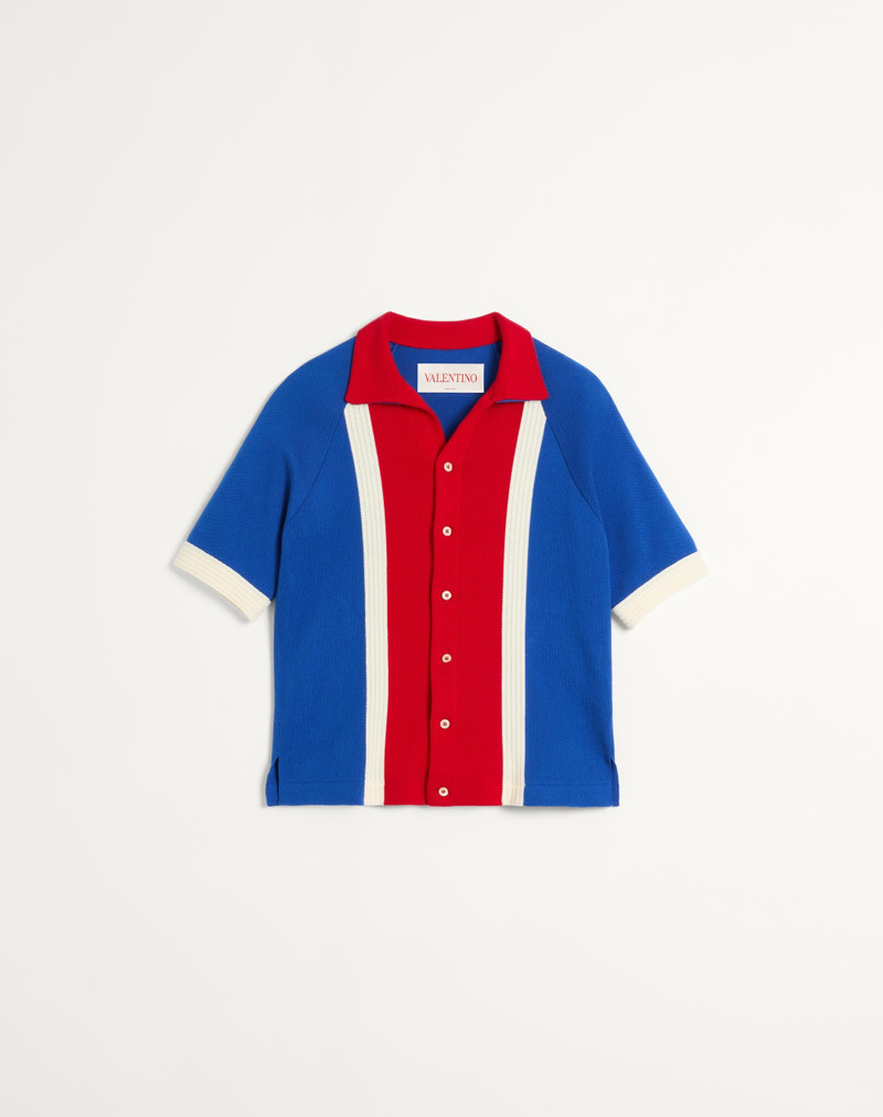 COTTON BOWLING SHIRT WITH CHEZ VALENTINO EMBROIDERY 1