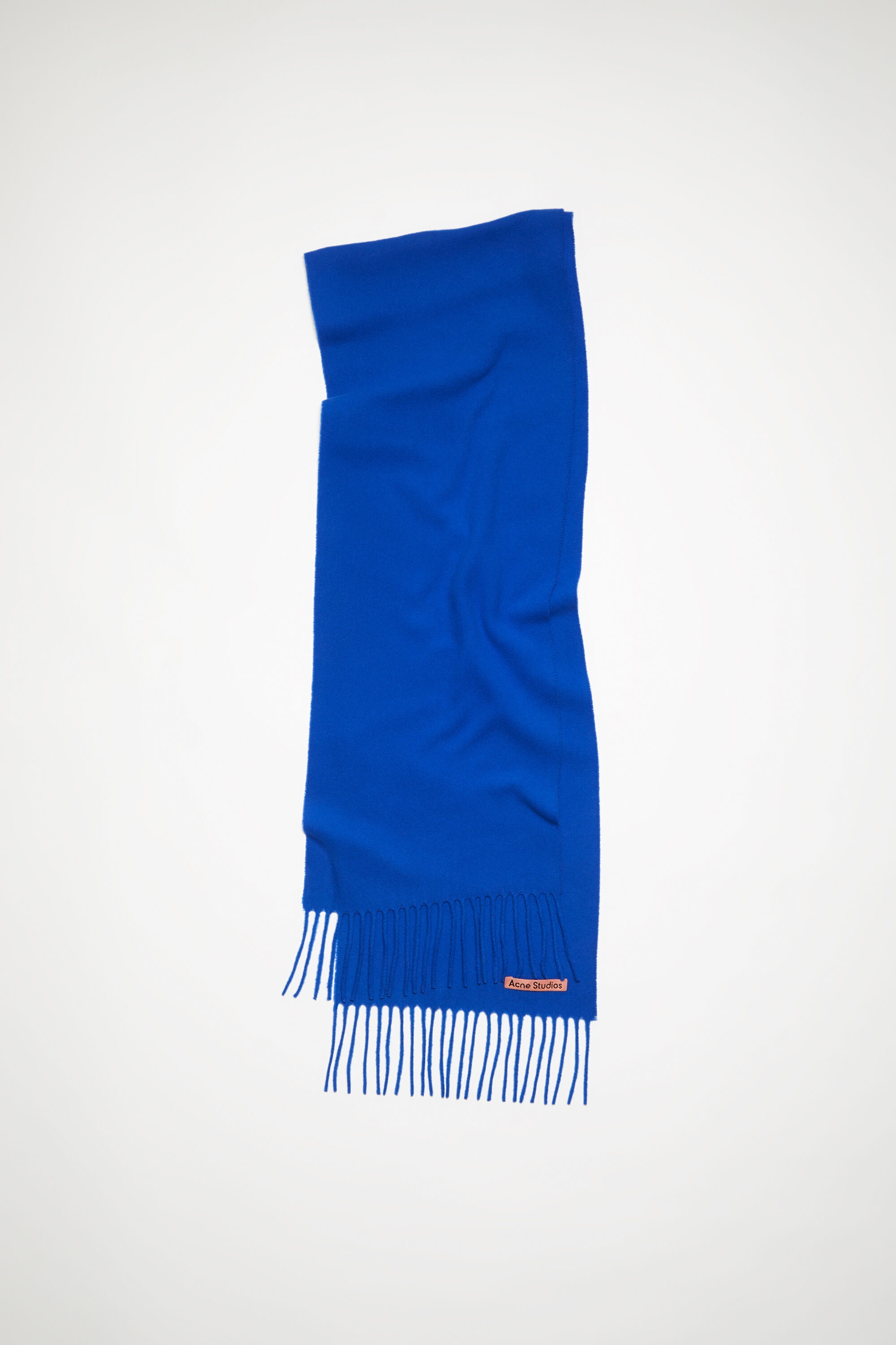 Fringe wool scarf - skinny - Royal blue - 1