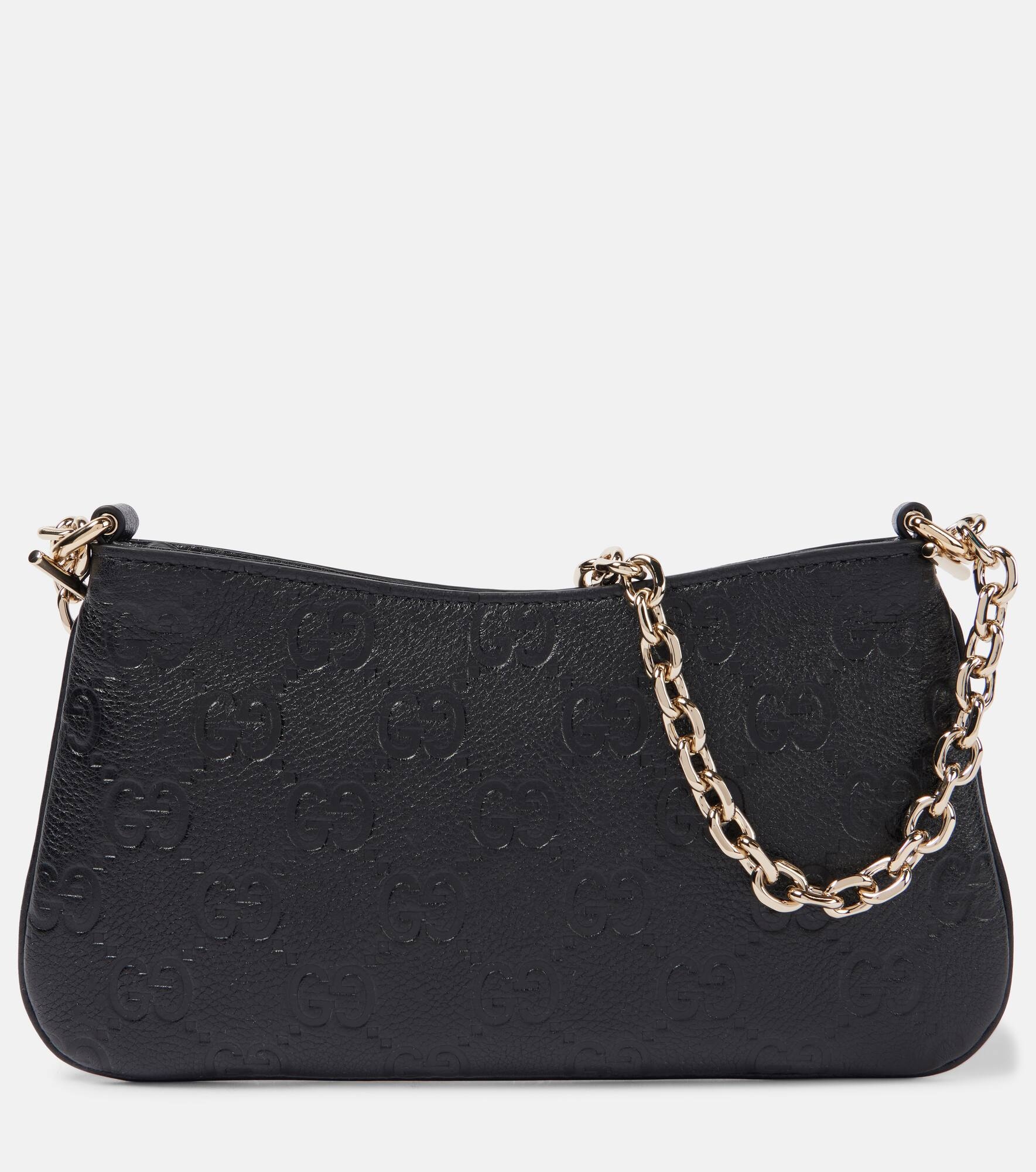 GG Super Mini debossed leather shoulder bag - 1