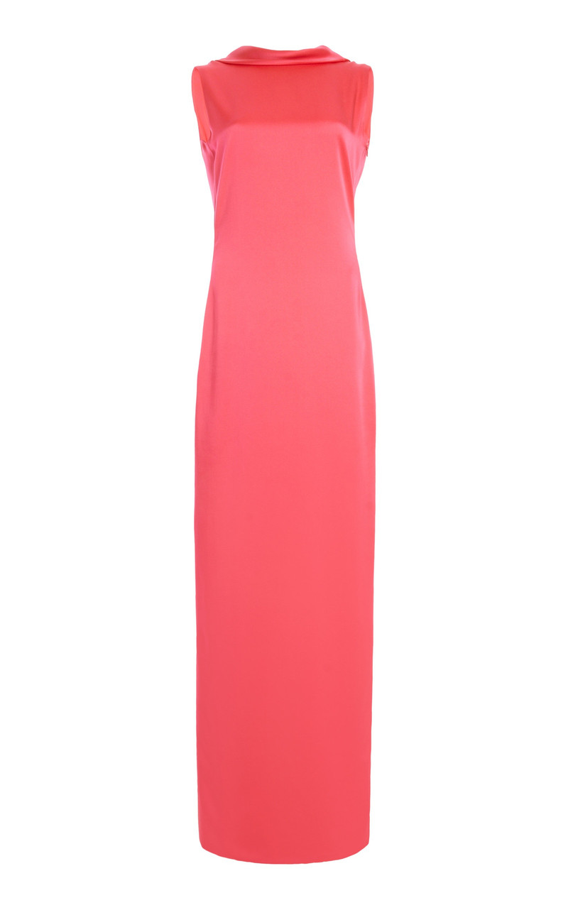 Shiny Satin Maxi Dress pink 1