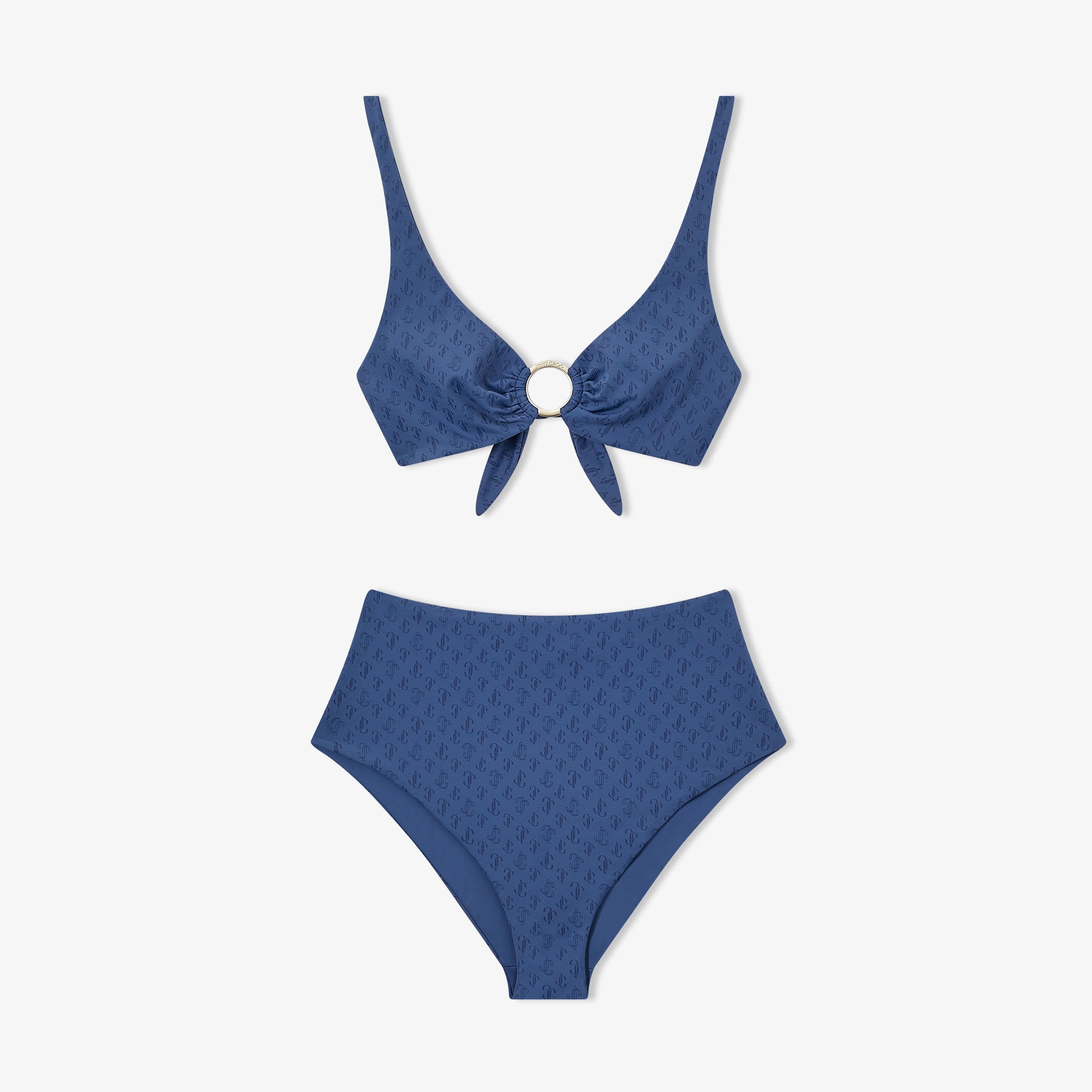 Sira
Smoky Blue JC Monogram Recycled Nylon and Lycra Bikini Top - 4