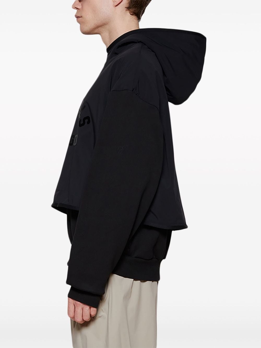 layered logo-print fleece hoodie - 4