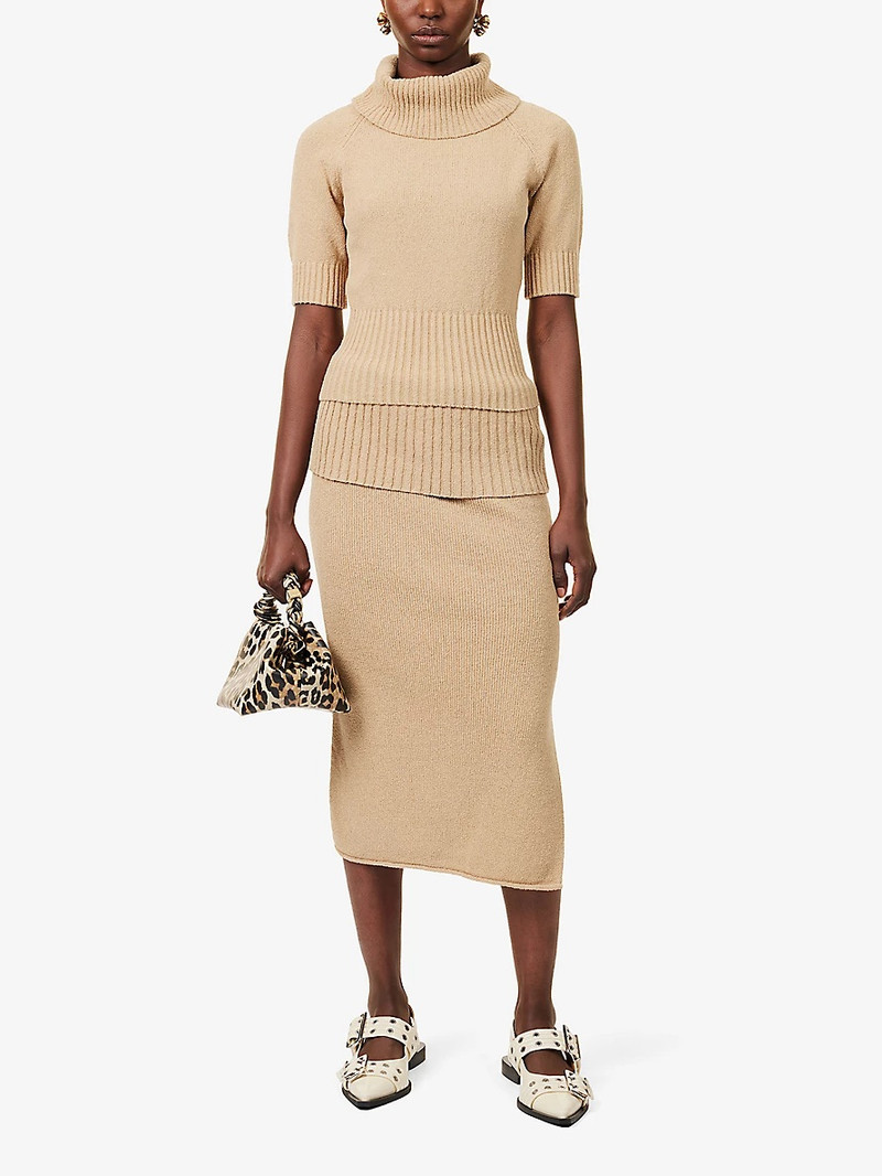 House of Sunny Courtney fold-over cotton-blend midi skirt outlook