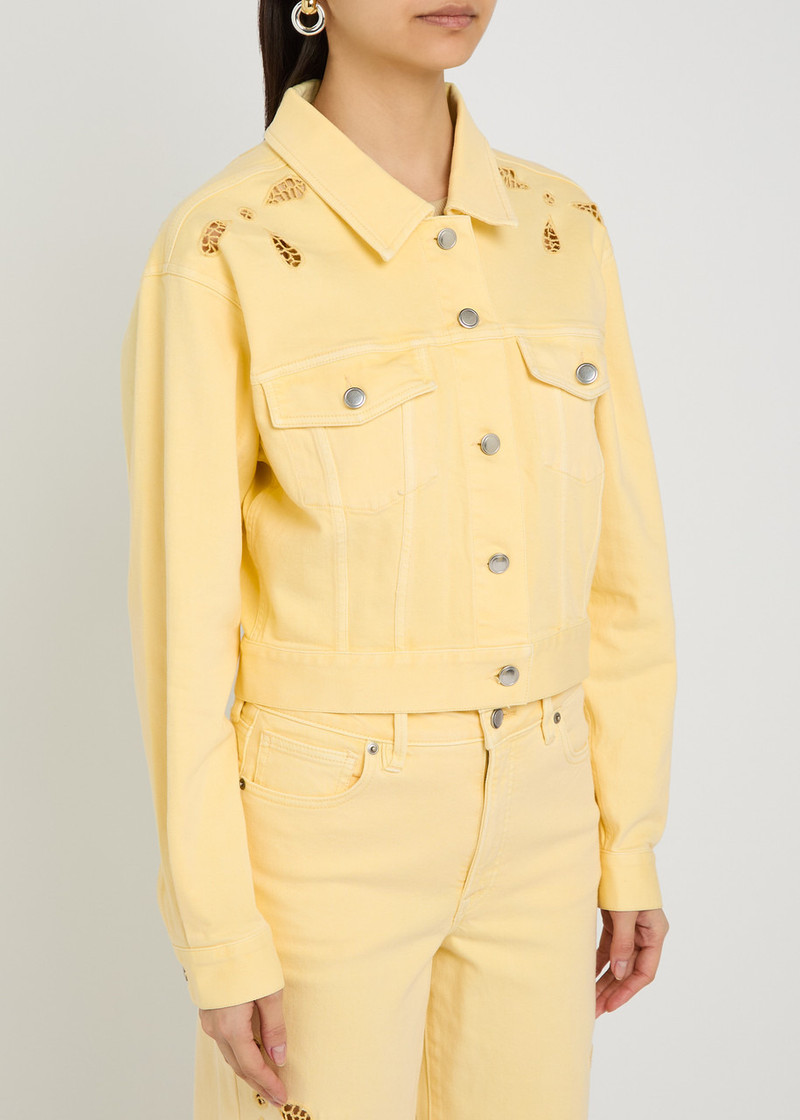 GOOD AMERICAN Good American Essential Cut-out Stretch-denim Jacket outlook