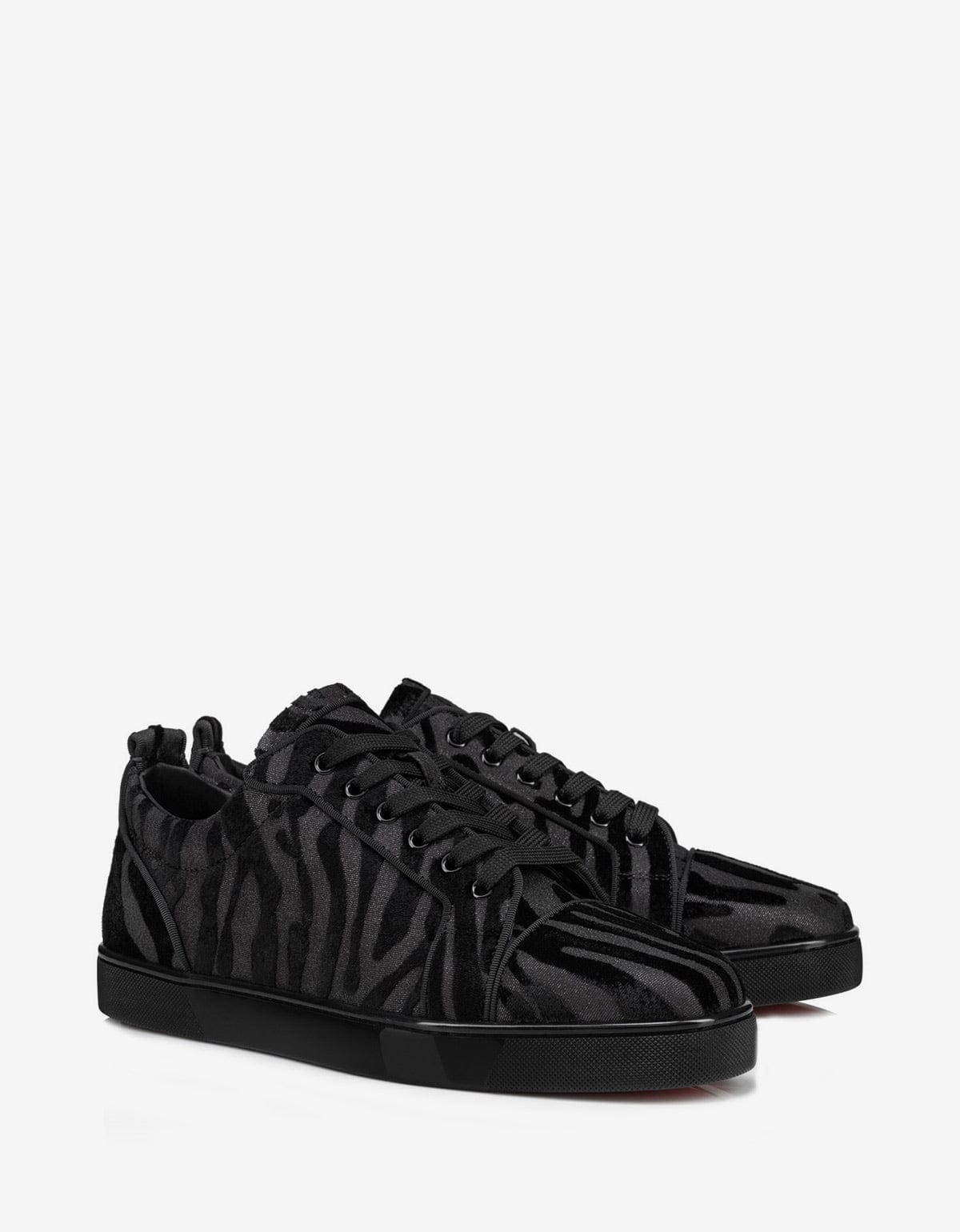Christian Louboutin Louis Junior Black Velvet Quagga Trainers - 1