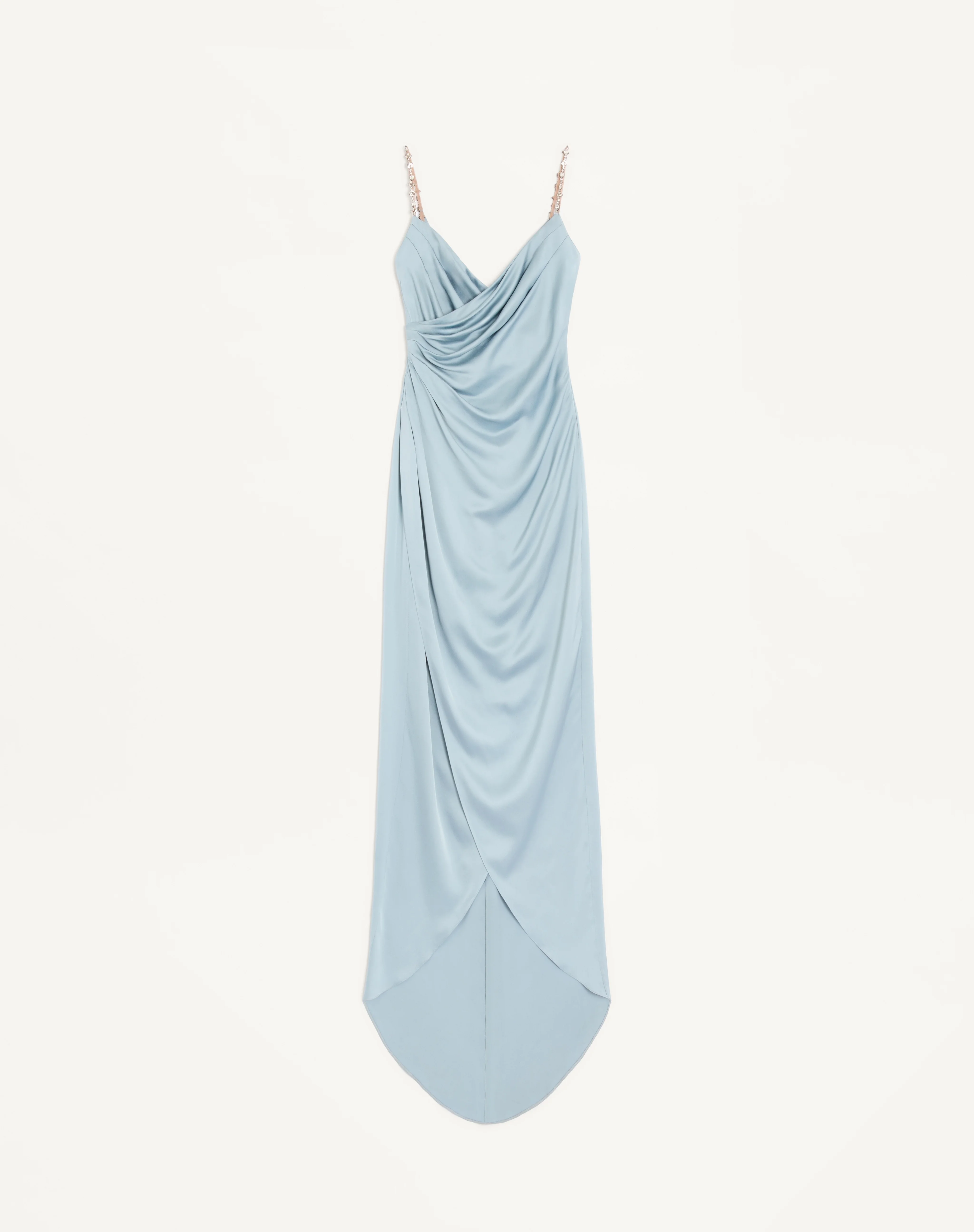 LONG DRESS IN EMBROIDERED CADY SATIN - 1