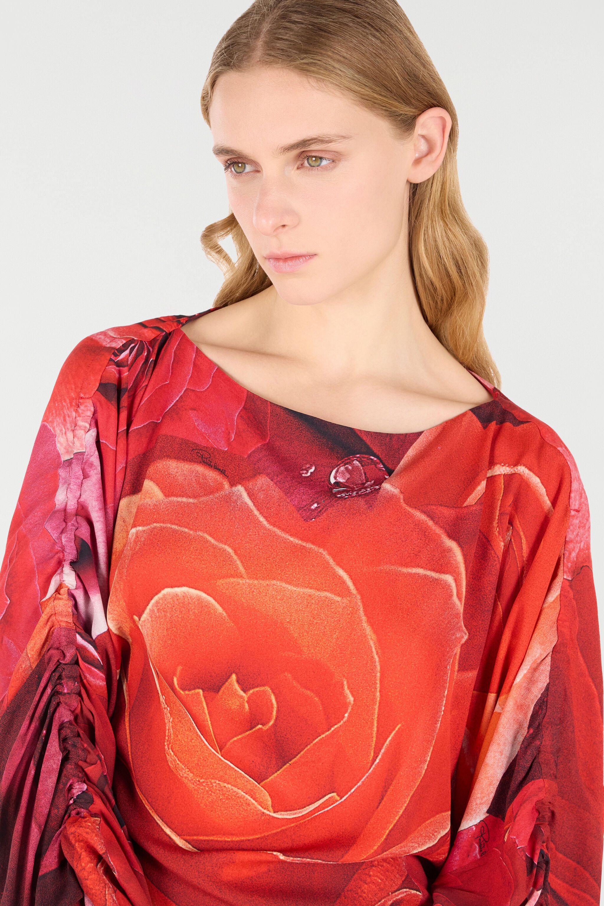 Sweater With Gathered Sleeves And Rose Print - 6