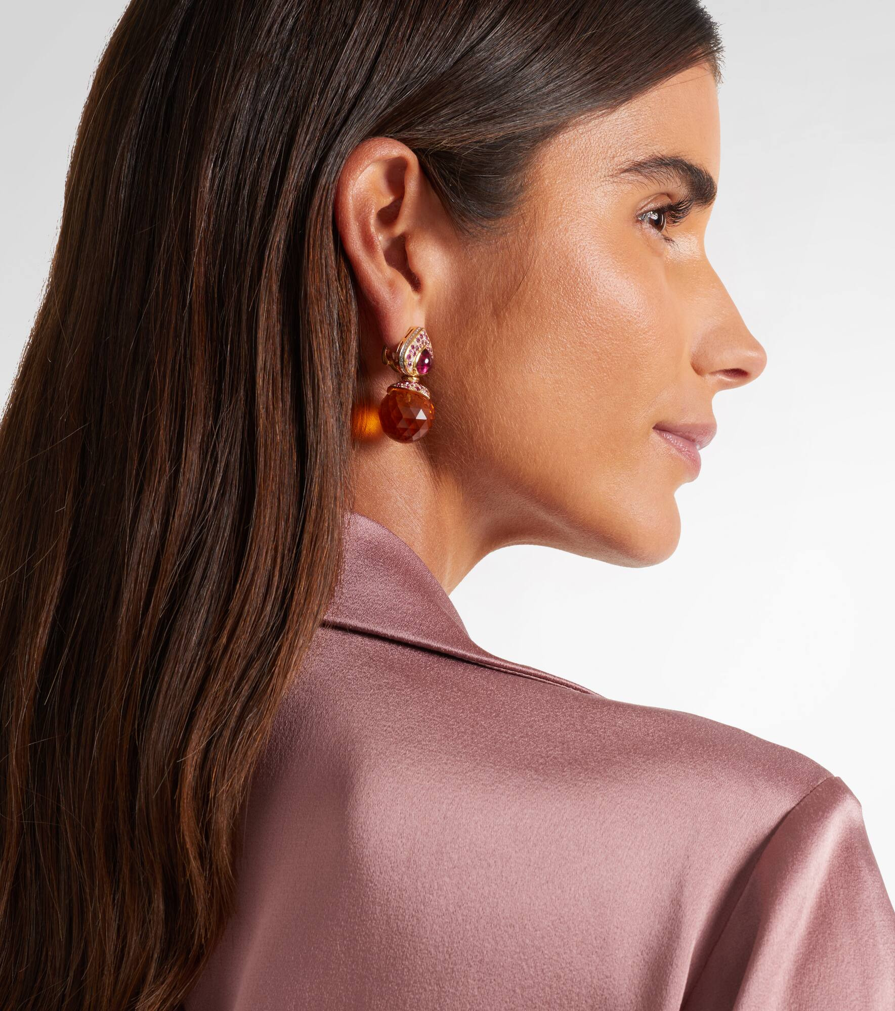 Acilla 18kt gold drop earrings with gemstones - 3