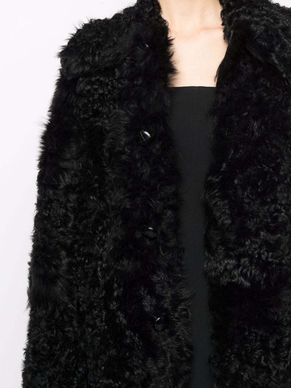 shearling button-up coat - 5