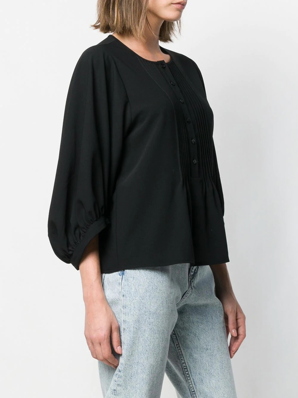 pleated bib blouse - 3