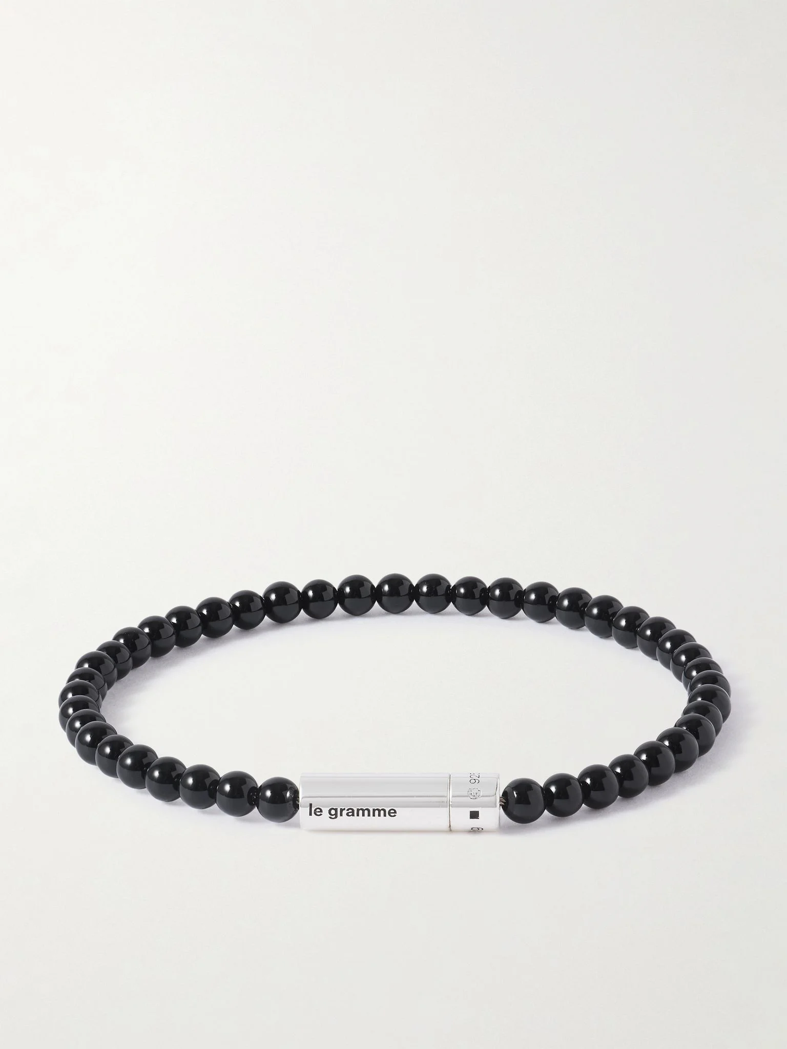 11g Sterling Silver and Onyx Beaded Bracelet Black - 1