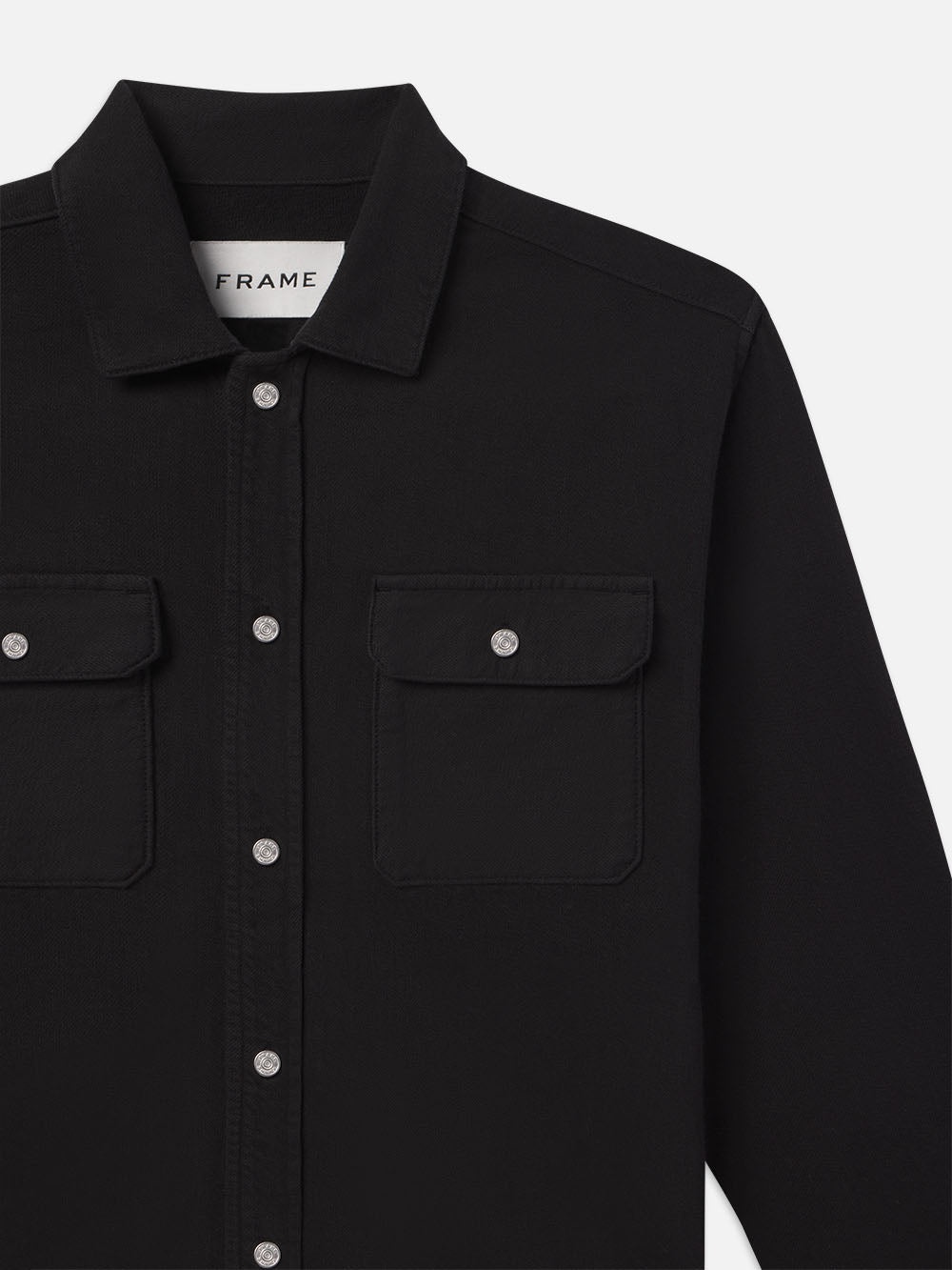 Textured Terry Overshirt in Black - 3