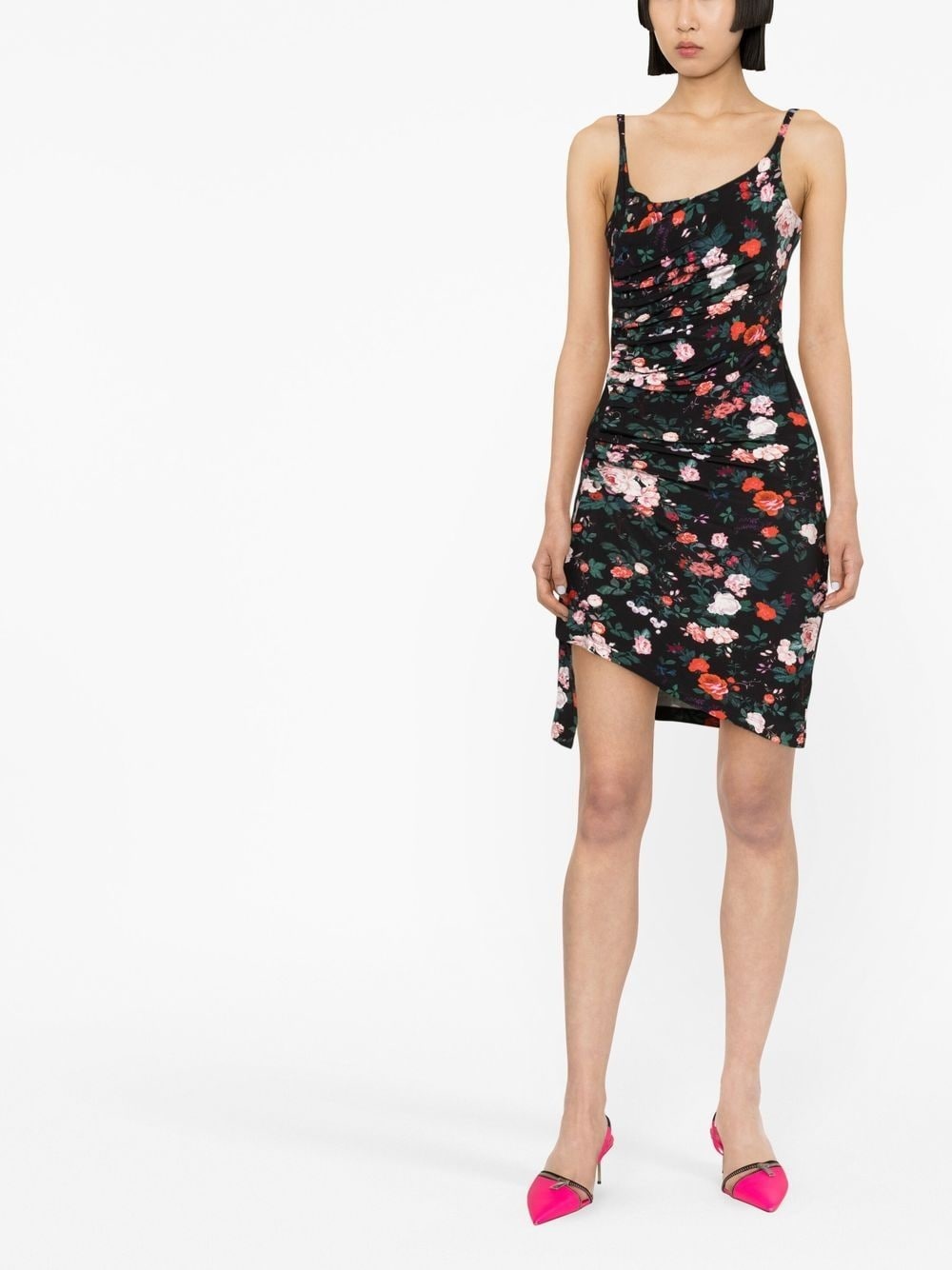 floral-print sleeveless mini dress - 2