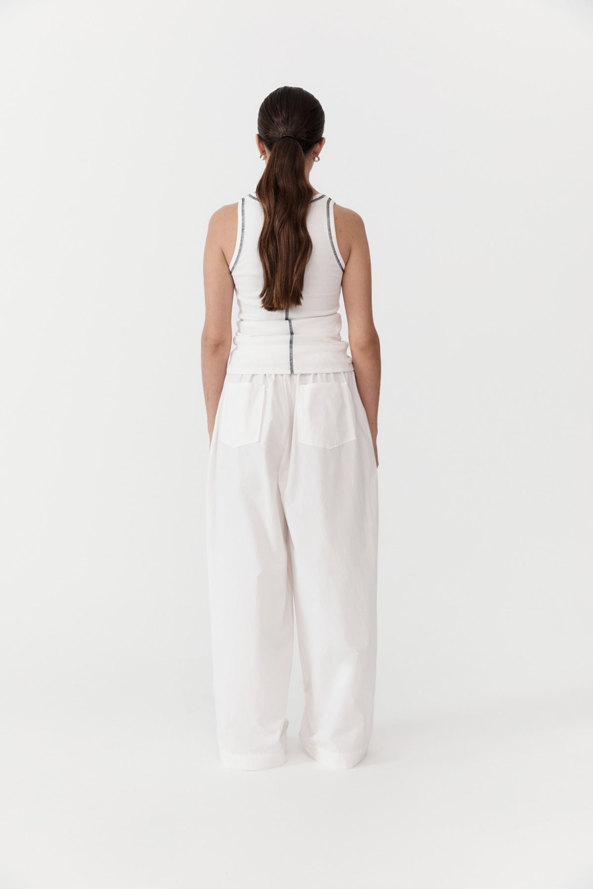 Relaxed Drawstring Pants - White - 6