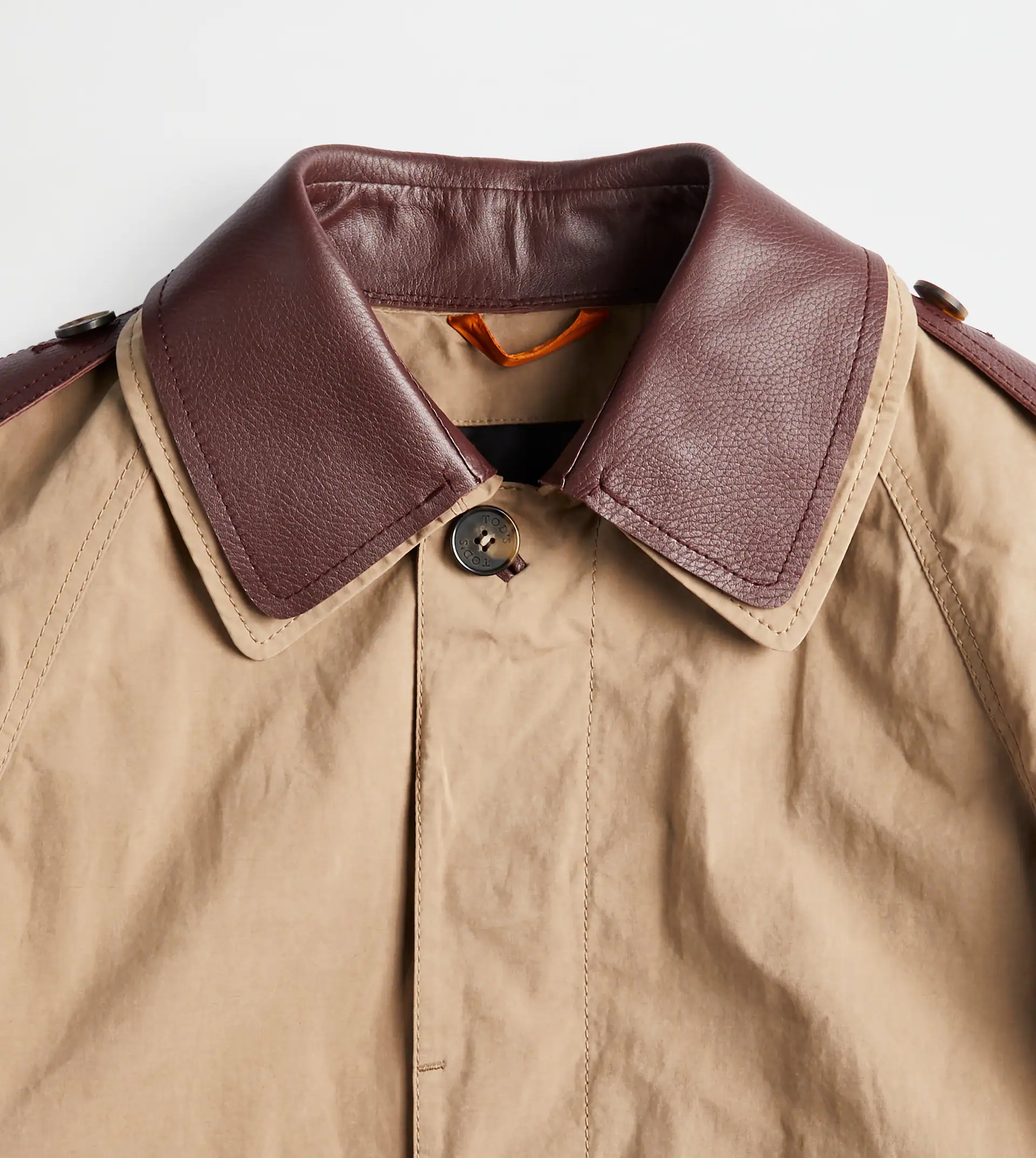 TRENCH COAT WITH LEATHER INSERTS - GREY - 6