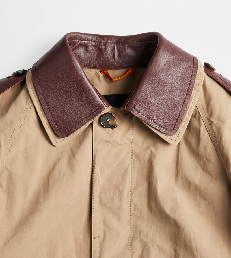 TRENCH COAT WITH LEATHER INSERTS - GREY 6