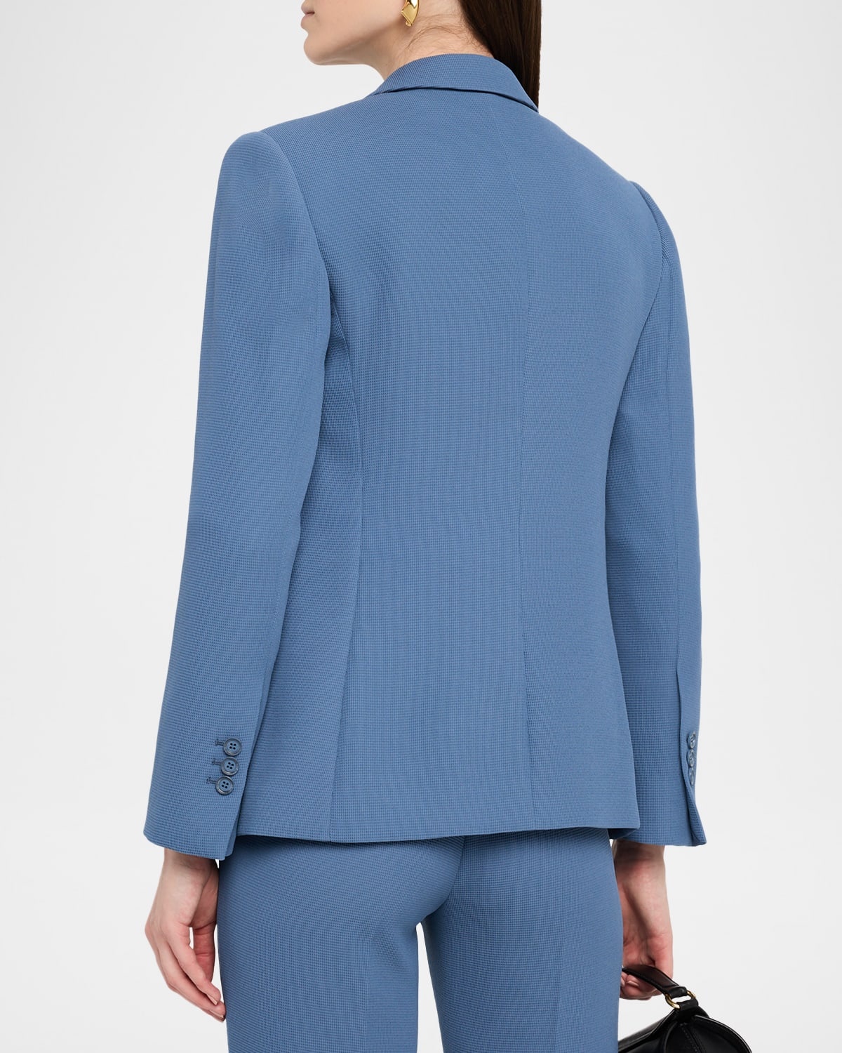 Single-Breasted Pique Blazer - 3