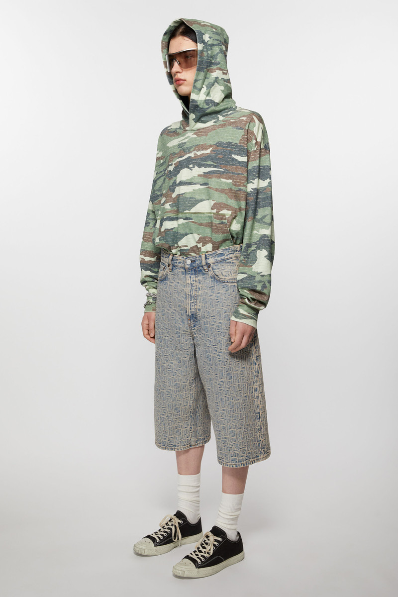 Monogram denim shorts - Loose fit - Blue/beige 3