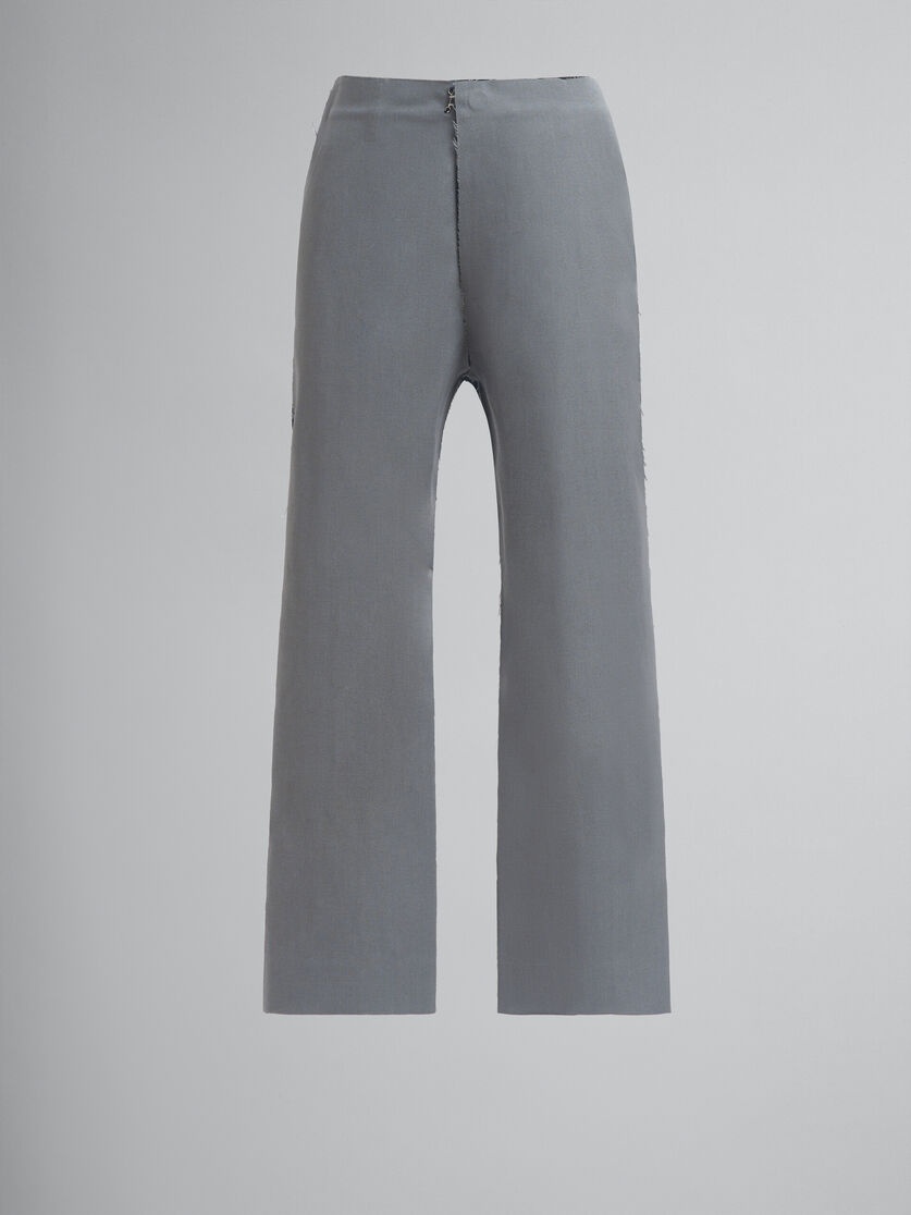 GREY WOOL TROUSERS WITH CONTRASTING BACK - 1