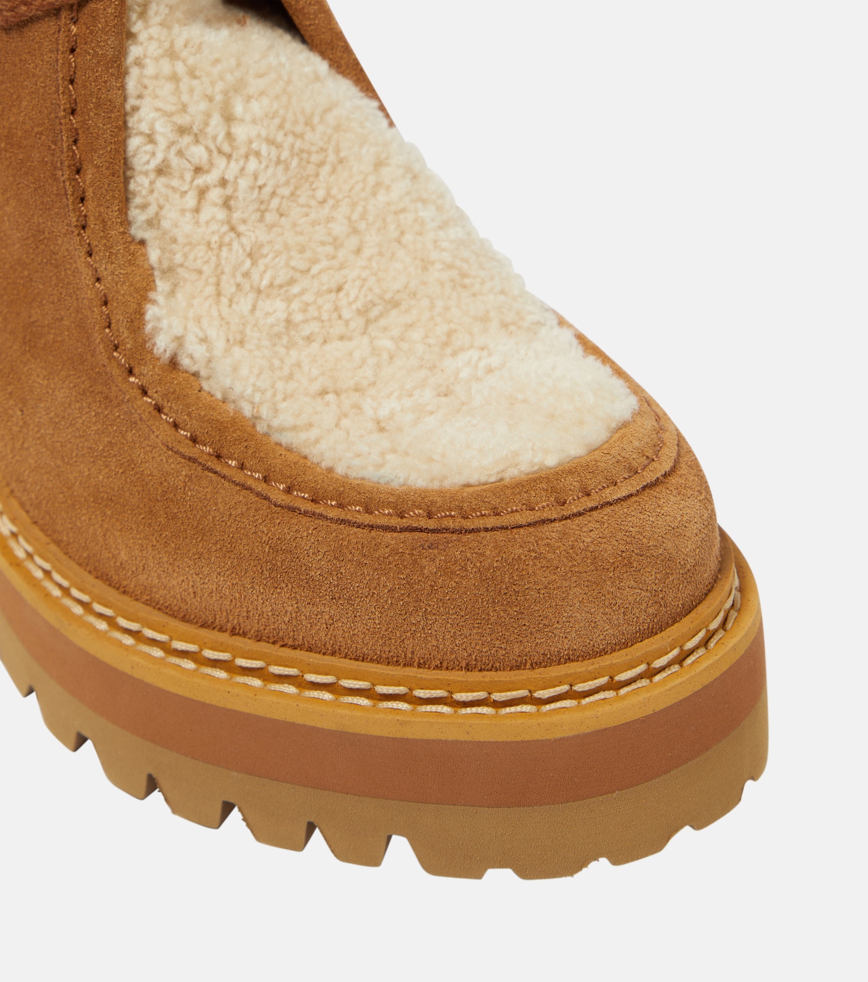 Shearling-trimmed suede ankle boots - 6
