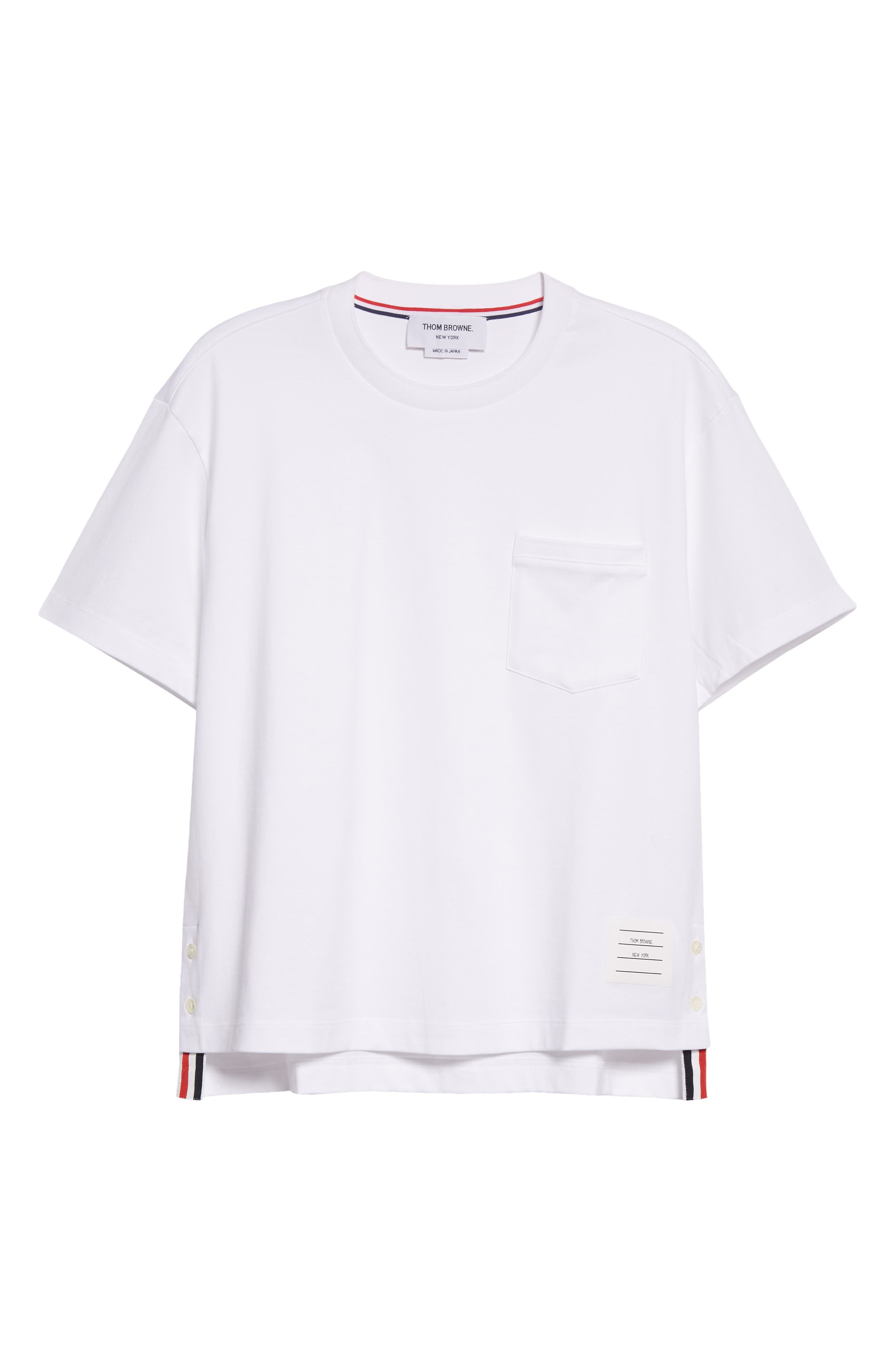 Thom Browne Medium Weight Cotton Jersey Boxy Pocket Tee in White at Nordstrom - 6